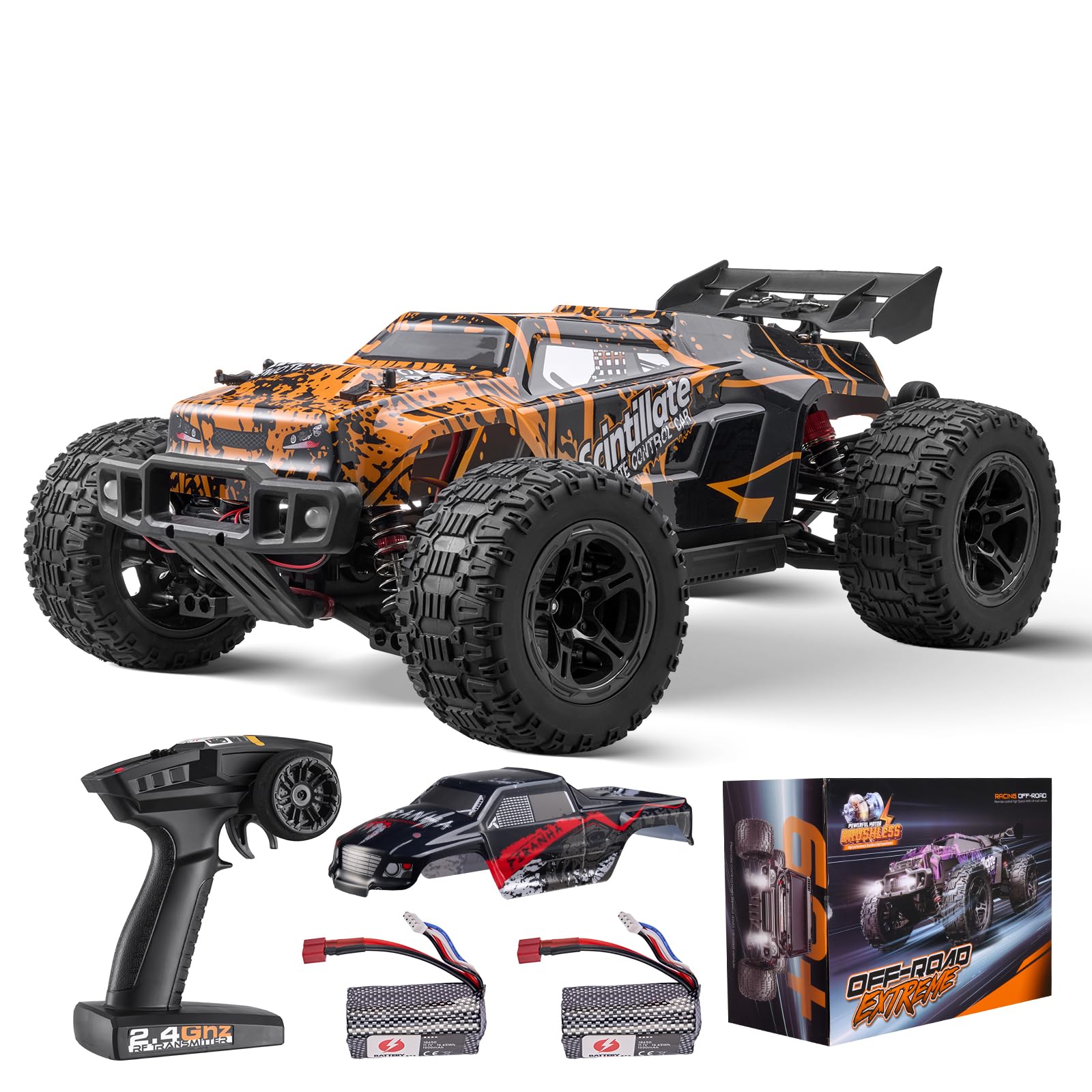 VEVOR 1:10 Brushless RC Car, Remote Control for Adults Boys Max 50 km/h All Terrain 4WD Off-Road Truck With Extra Shell, Waterproof High Speed, Hobby Trucks Racing IPX4