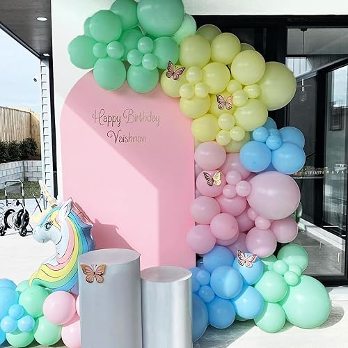 Miniatura 6 de Juego de 2 fundas de arco de boda de 2 caras, parte superior redonda de elastano, ajustada, para fiesta de cumpleaños, baby shower, decoración de