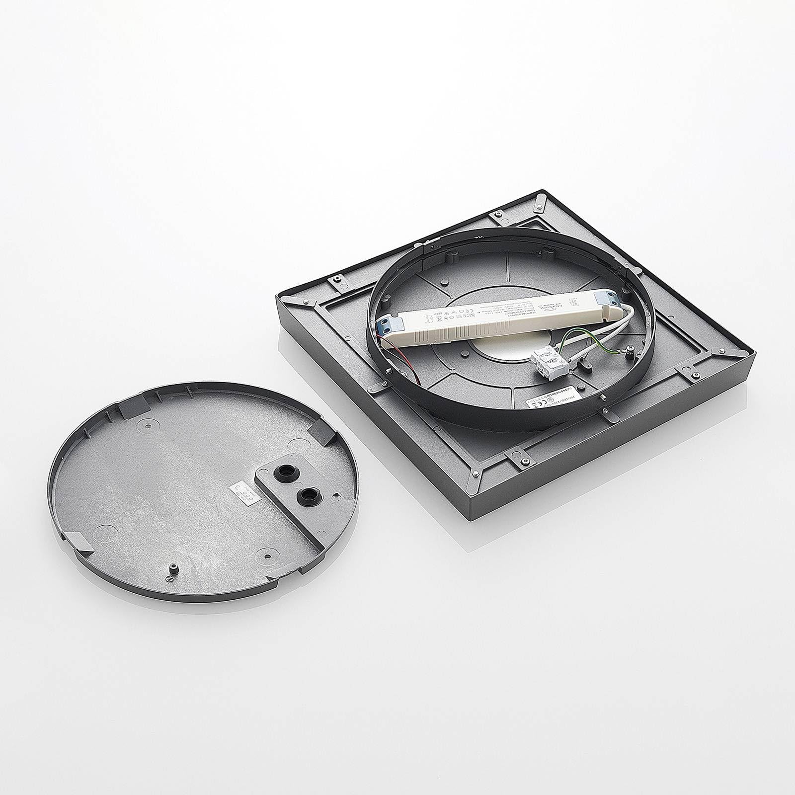 Lucande Plafoniere LED (Moderno) colore Grigio, in Alluminio lampadina inclusa lampada da esterni per giardino terrazzo balcone e casa plafoniera