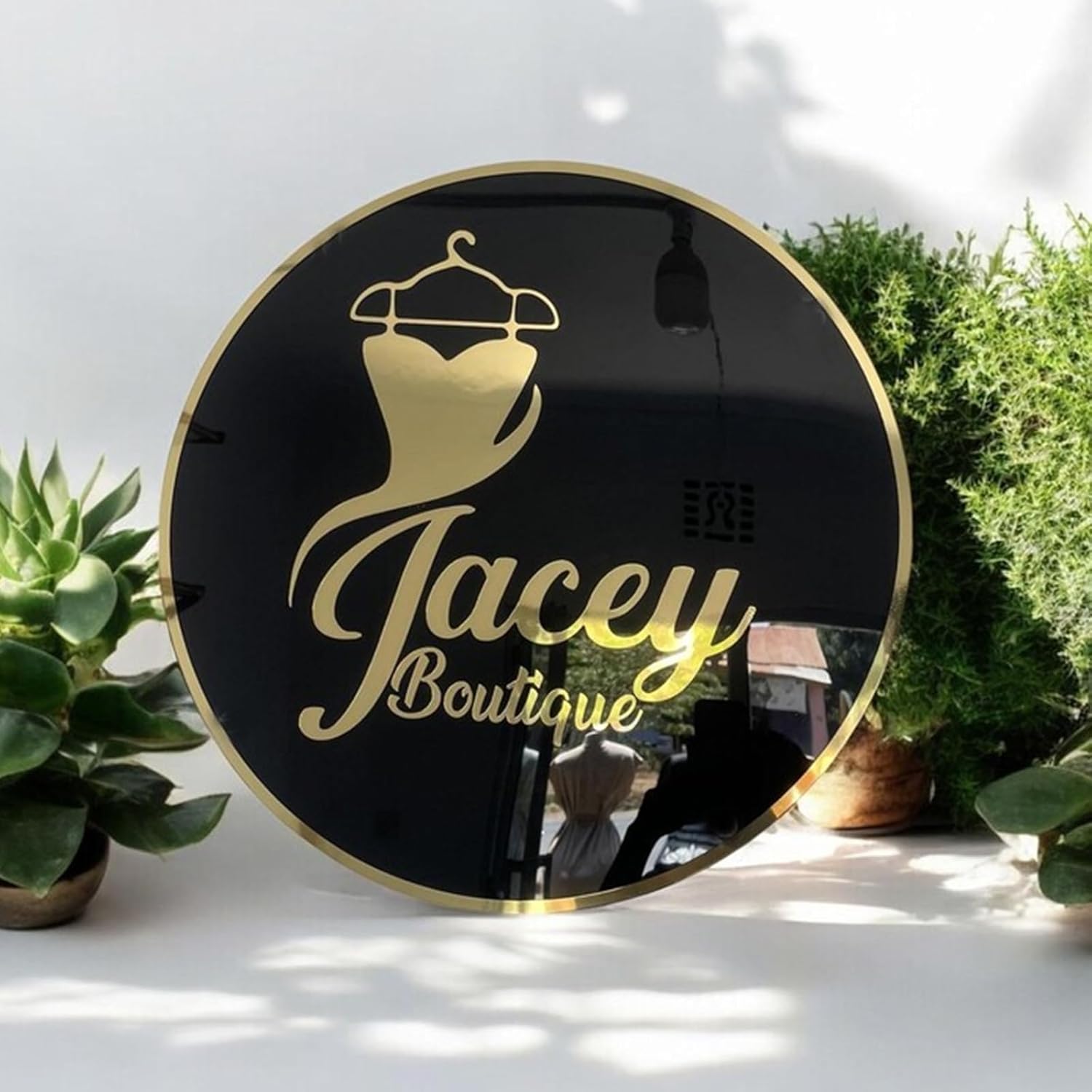 Custom Acrylic Business Logo Sign, 3D Personalized Wall Sign for Storefront, Office or Salon, 12-32 inch Size Options (Black)