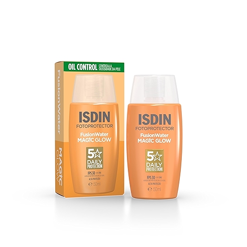 ISDIN Protetor Solar Facial Fusion Water Magic Glow FPS 30-50ml ISDIN Protetor Solar Facial Fusion Water Magic Glow FPS 30-50ml