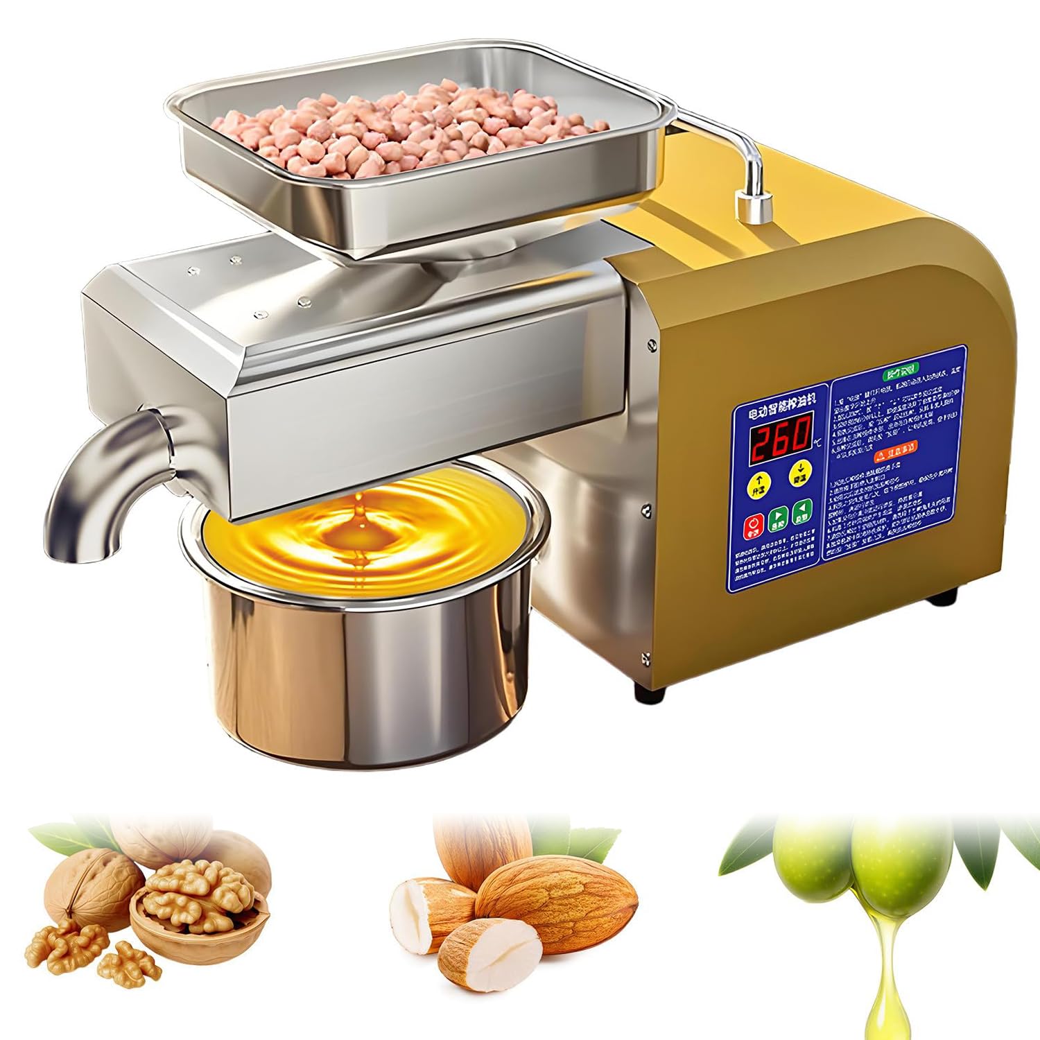 Presse à huile électrique 1100W pour extraction maison de noix et tournesol