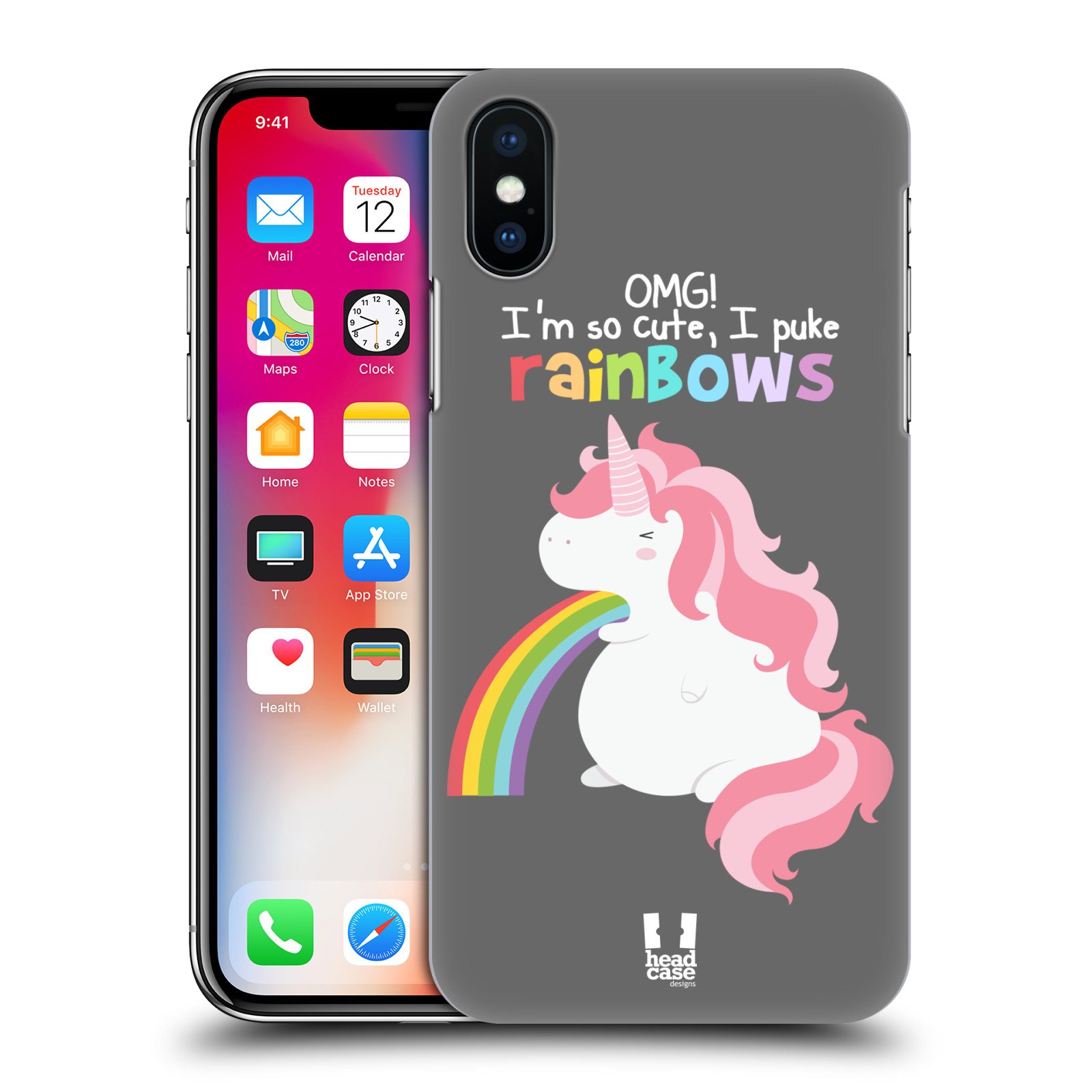 Coque rigide iPhone X Licorne Arc-en-Ciel protection arrière XS - 7
