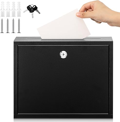 Caja de sugerencias de metal para donación con ranura y cerradura para dinero, impermeable, comentario de gota y votación para un fácil montaje en