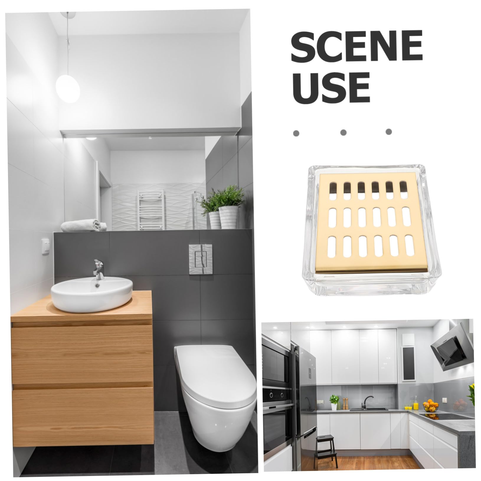 LABRIMP Jabonera de Vidrio Transparente Doble Capa con Bandeja de Acero Inoxidable Dorada para Baño Cocina Diseño Rectangular Ahorro Espacio Elegante