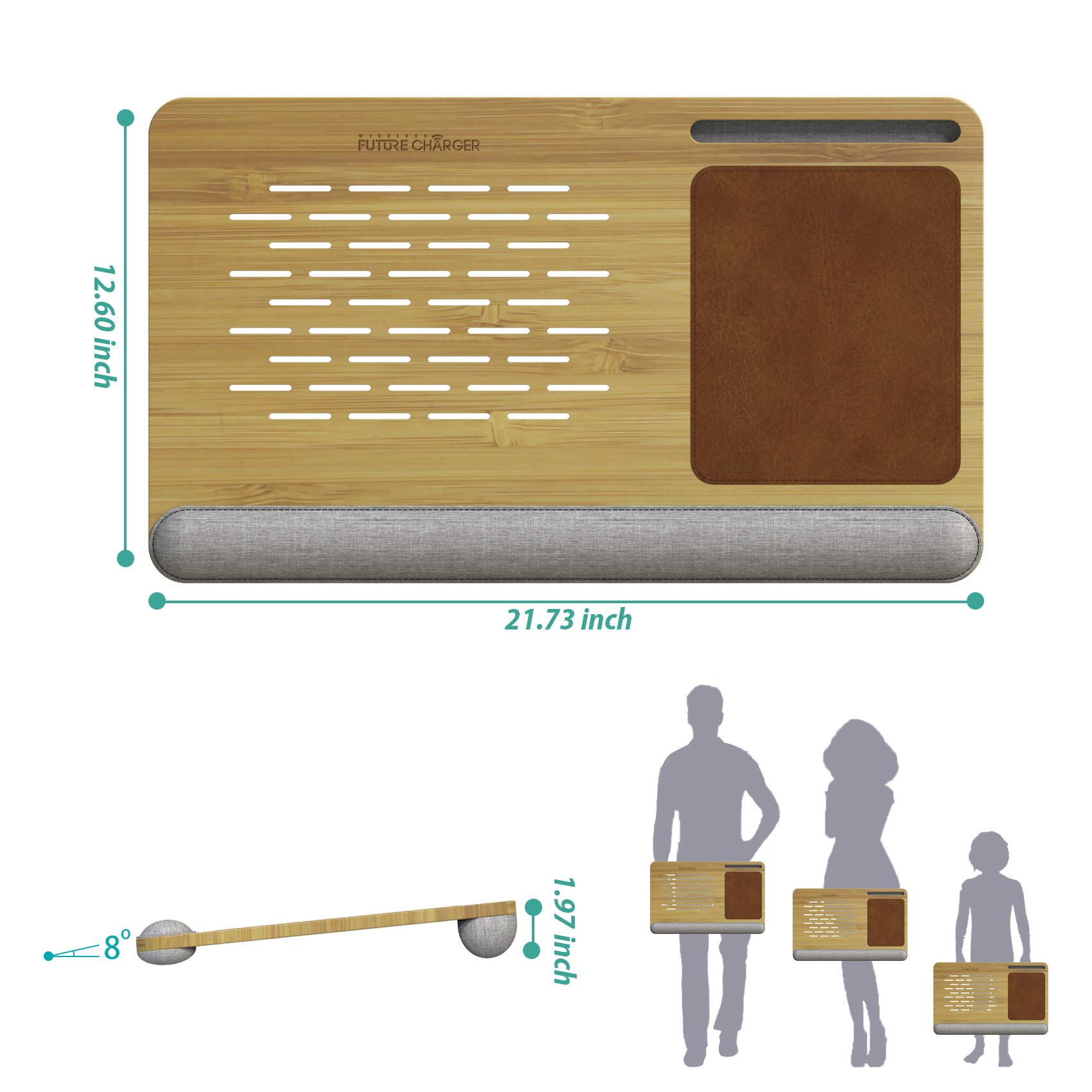 Laptop Desk, Bamboo Lap Desk for Laptop, Laptop Pad with Vent Holes