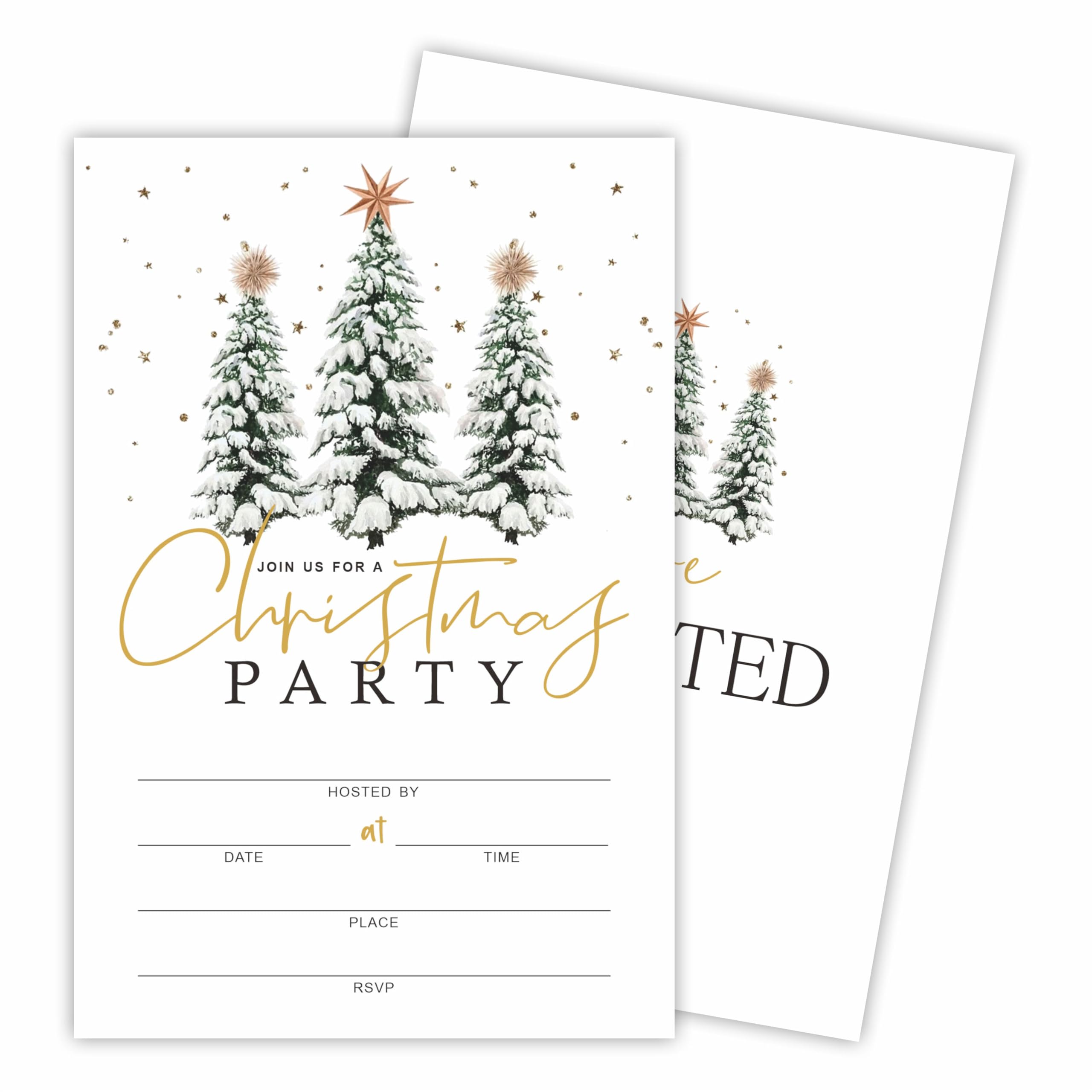 Tabyon Christmas Party Invitation Cards - Snowy Pine & Star - 20 Invitations & Envelopes, Invites For Christmas Party, Holiday Dinner, Festive Season