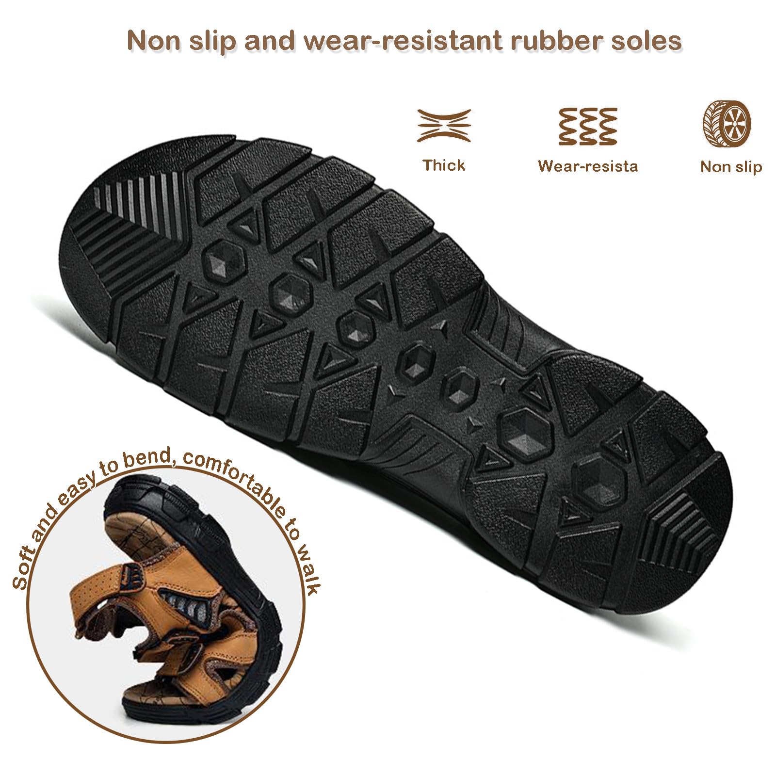 Sandalias Deportivas Hombres, Trekking Casual Zapatos de Montaña, Cuero Sandalias de Playa, Verano Exterior Senderismo Zapatos