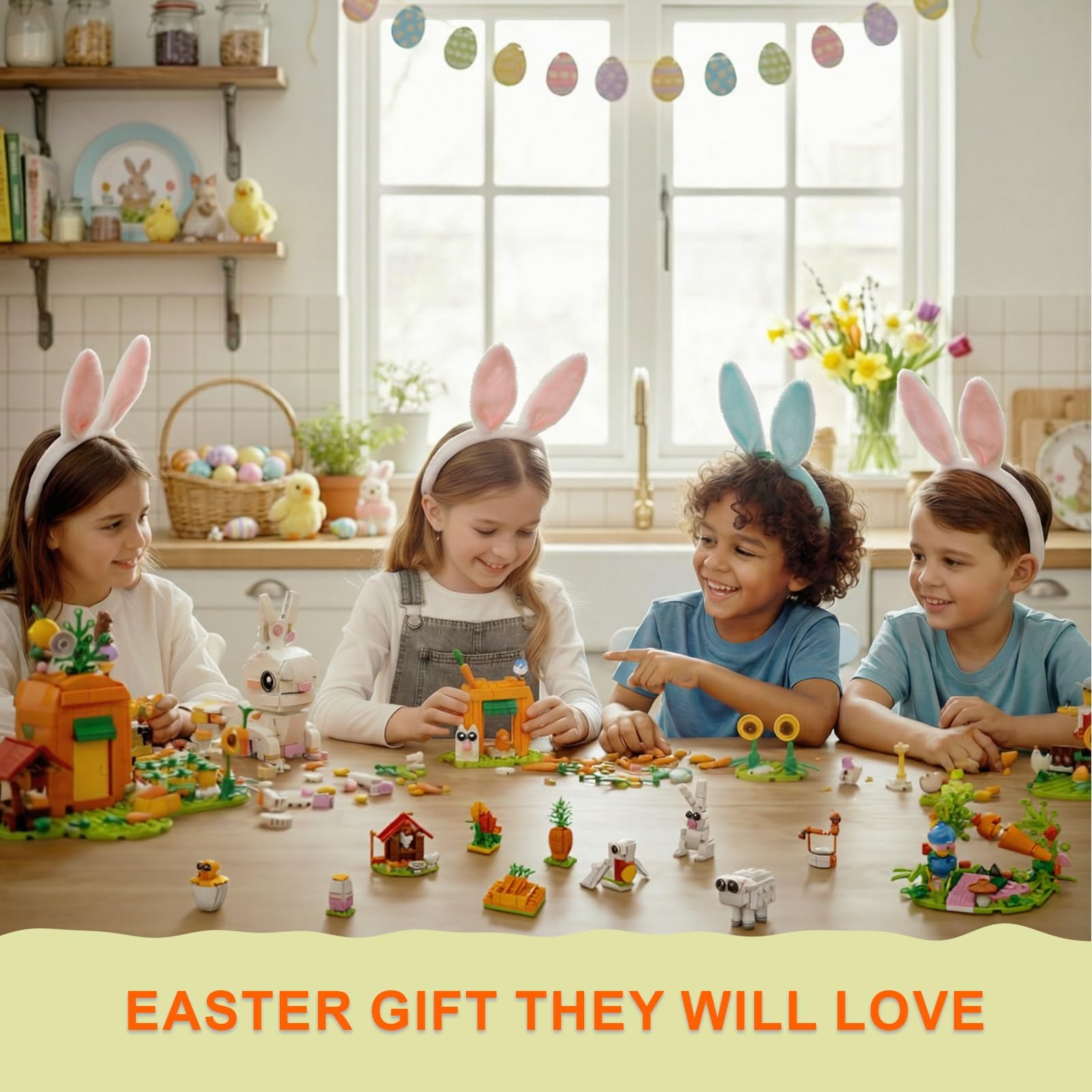 Prefilled Easter Eggs,Easter Gifts Building Set -12-in-1 Bunny Carrot House Building with Prefilled Eggs, Fun Basket Stuffer & Decorations for Kids Boys Girls — view 5