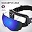 Odoland Magnetic Interchangeable Ski Goggles with 2 Lens, Large Spherical Frameless Snow Snowboard Goggles for Men Women, Black Frame Blue Lens vlt 15%