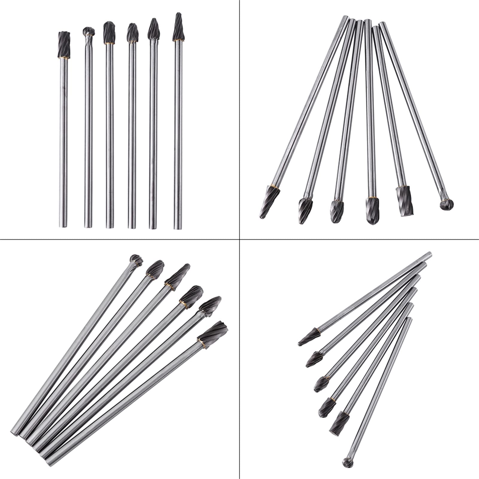 6pcs Carburo Di Tungsteno Alluminio Rotante Lime Set, 6mm Gambo 10mm Diametro Di Taglio Per Trapano Smerigliatrice, intaglio per la lavorazione del legno