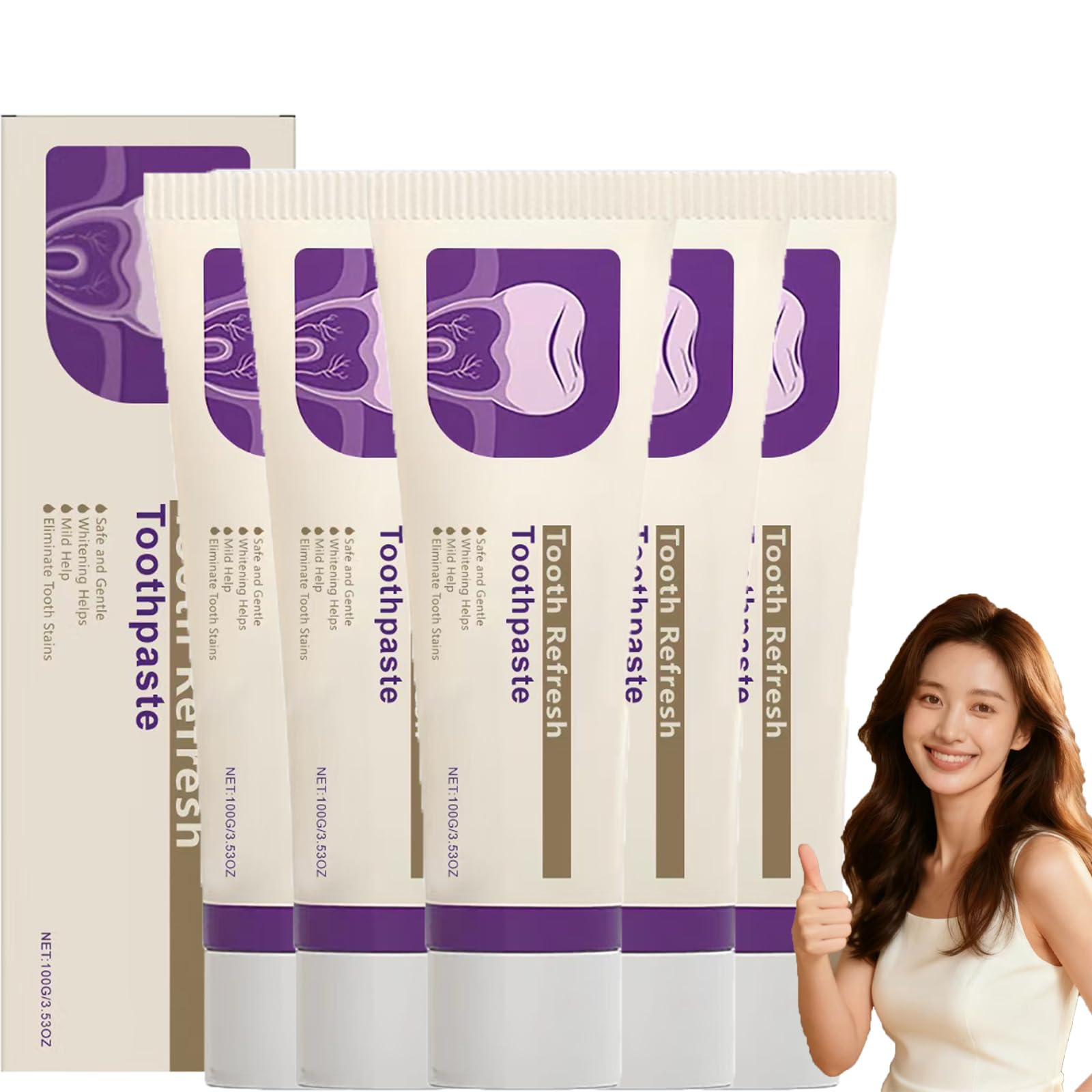 Nature Tooth Refresh Dentifricio bianco brillante per adulti, dentifricio sbiancante, dentifricio per denti e gengive sensibili (5 pezzi)