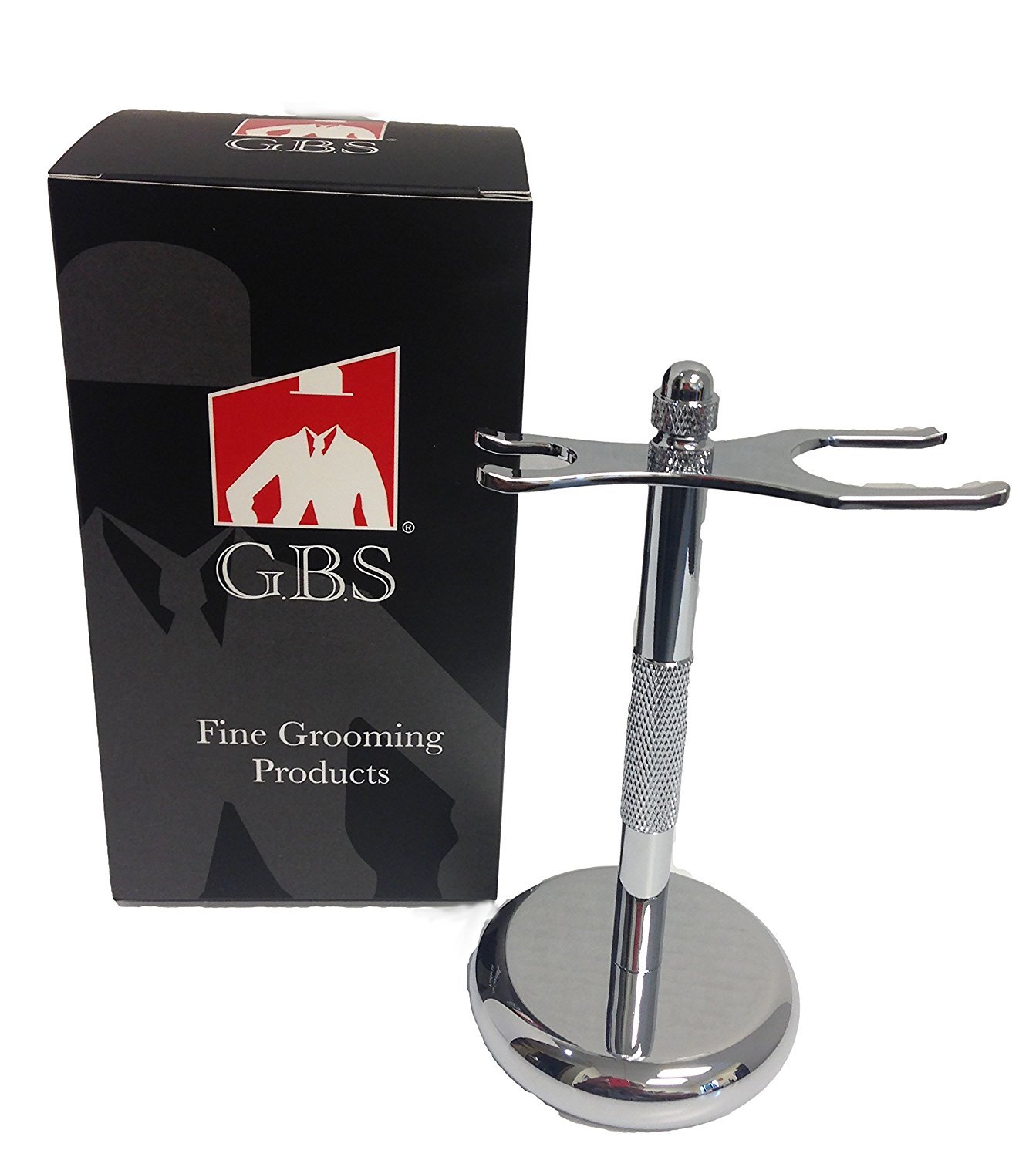 Support de rasage en chrome GBS pour blaireau et rasoir mécanique