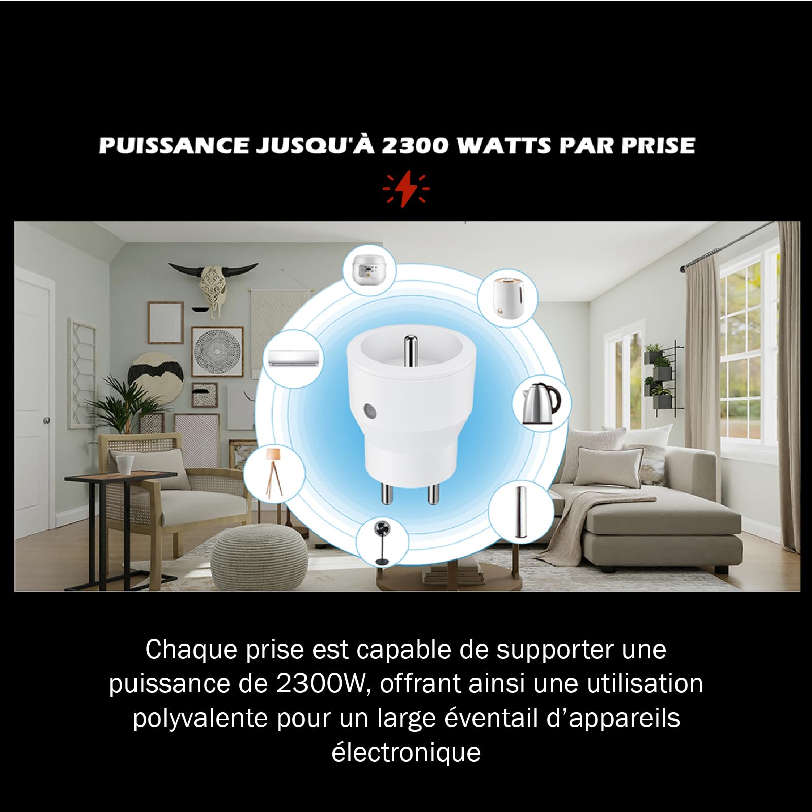 KYF 2 x Lot de 3 Prises 2300W avec 1 télécommande intérieure (Power_Strip, 3 Prises, Type E, 230V, 10A)