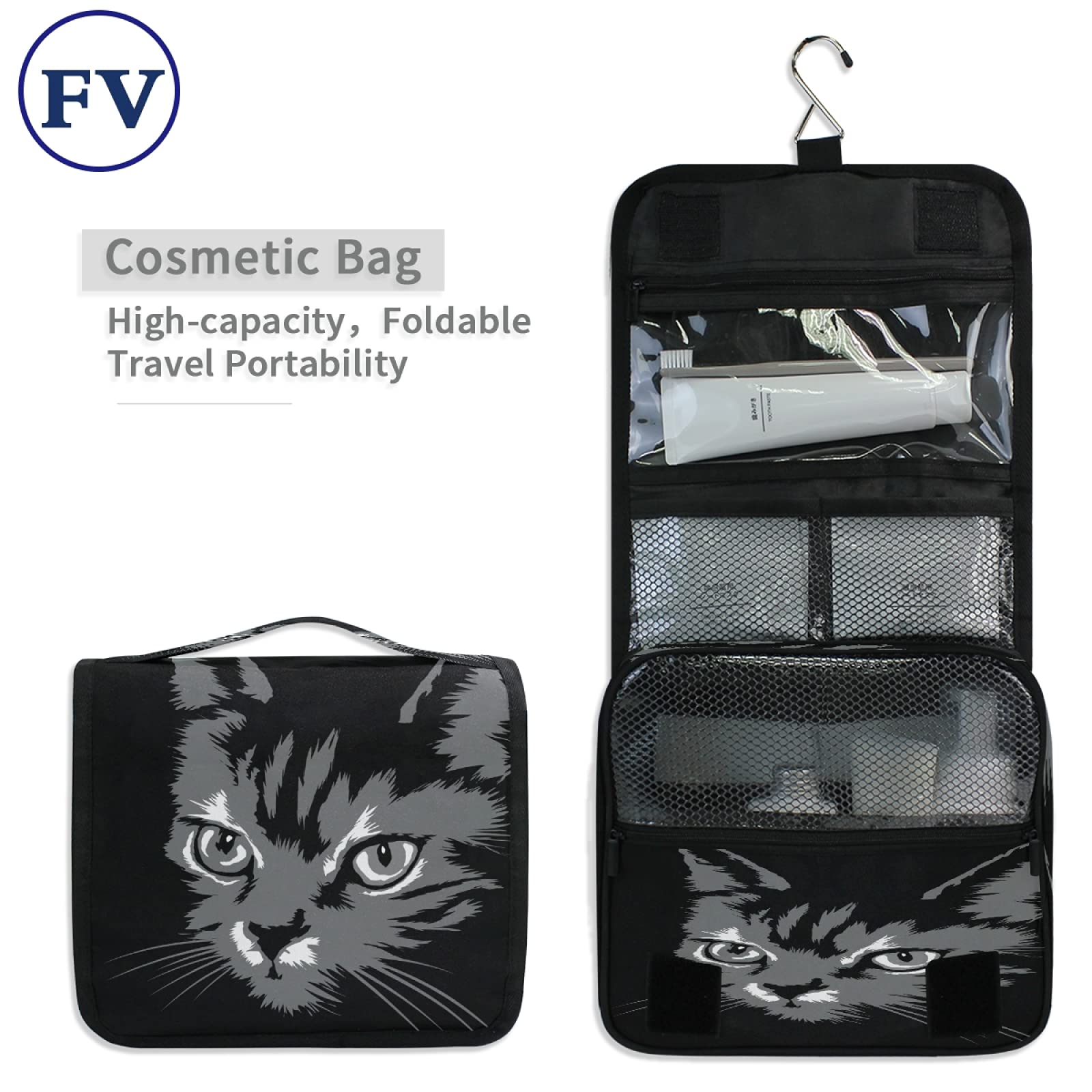 Sac De Voyage Suspendu CHAPS - Toile Noire Pliable Pour Cosmétiques Et Rangement