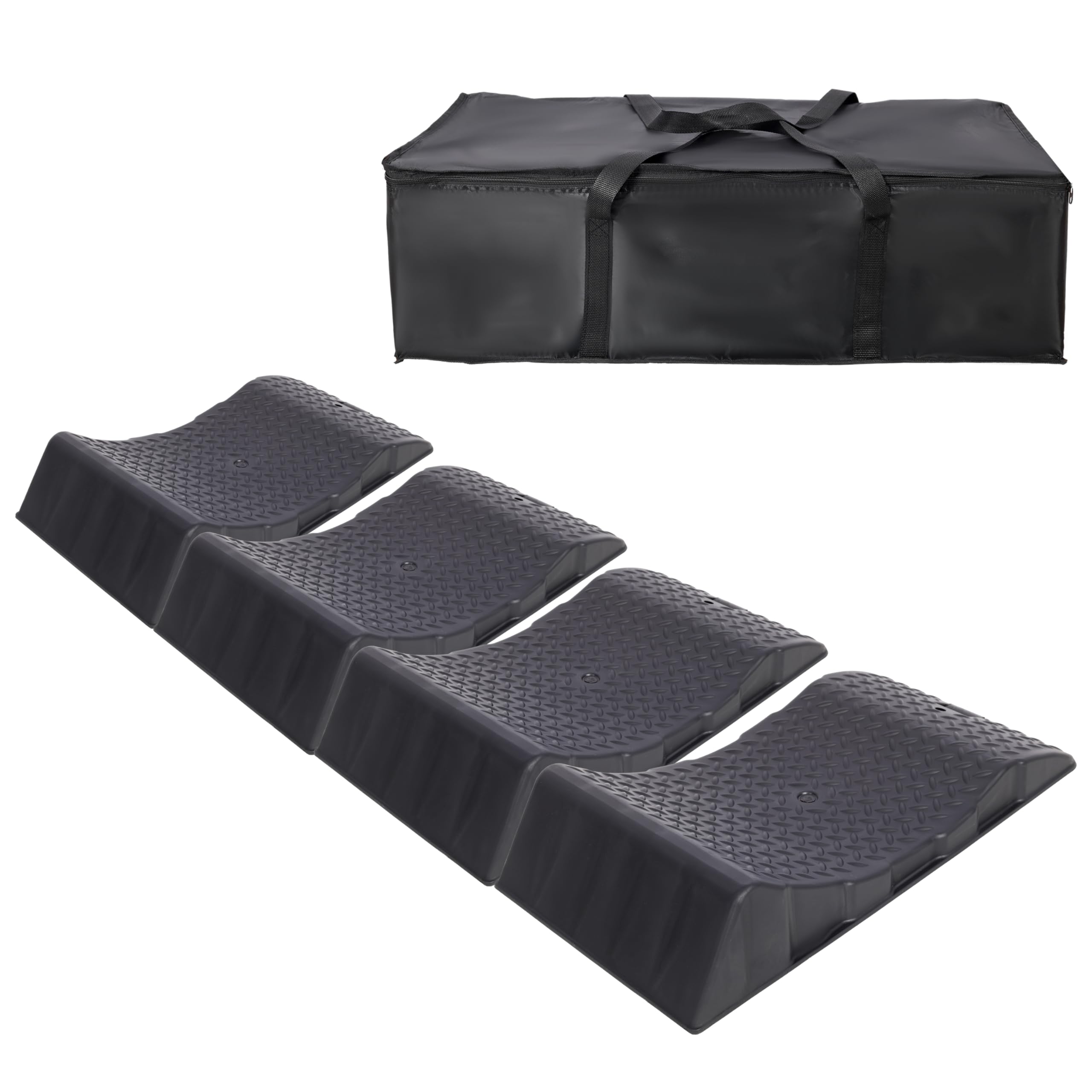 4PACK Tire Saver Ramps,Car Tire Wheel Ramps,Anti-Slip Hard Plastic Design,with Carry Bag,Black