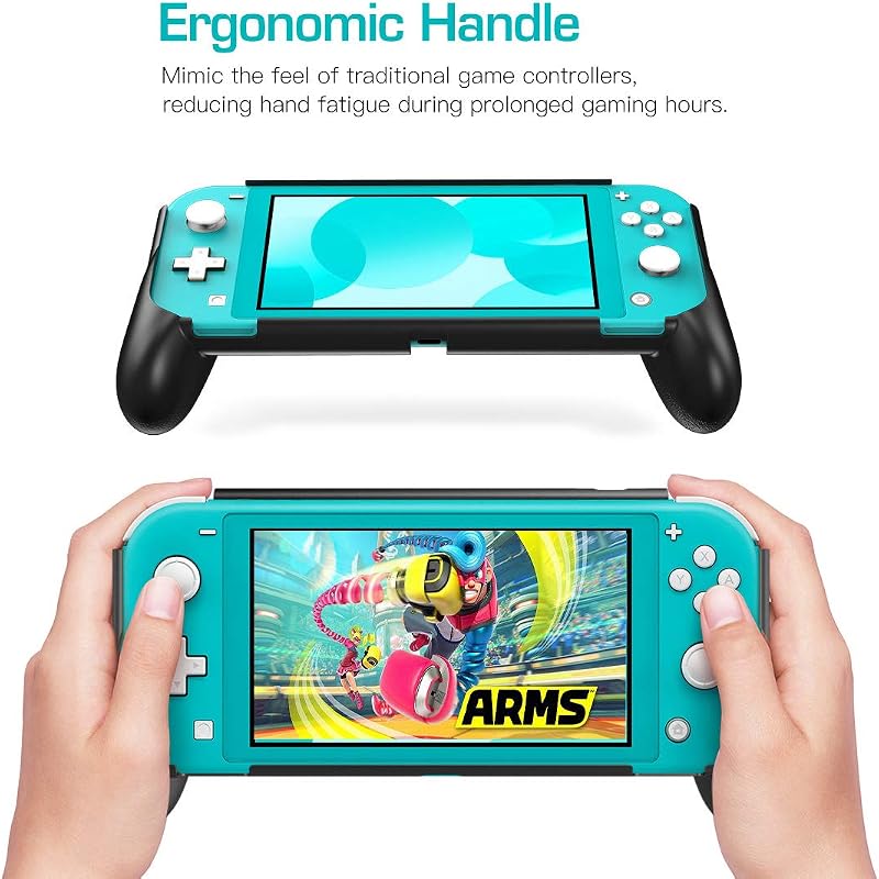 MoKo Ergonomikus Védőtok Nintendo Switch Lite Konzolhoz - Kényelmes Markolattal, Ütésálló Kialakítással, Fekete