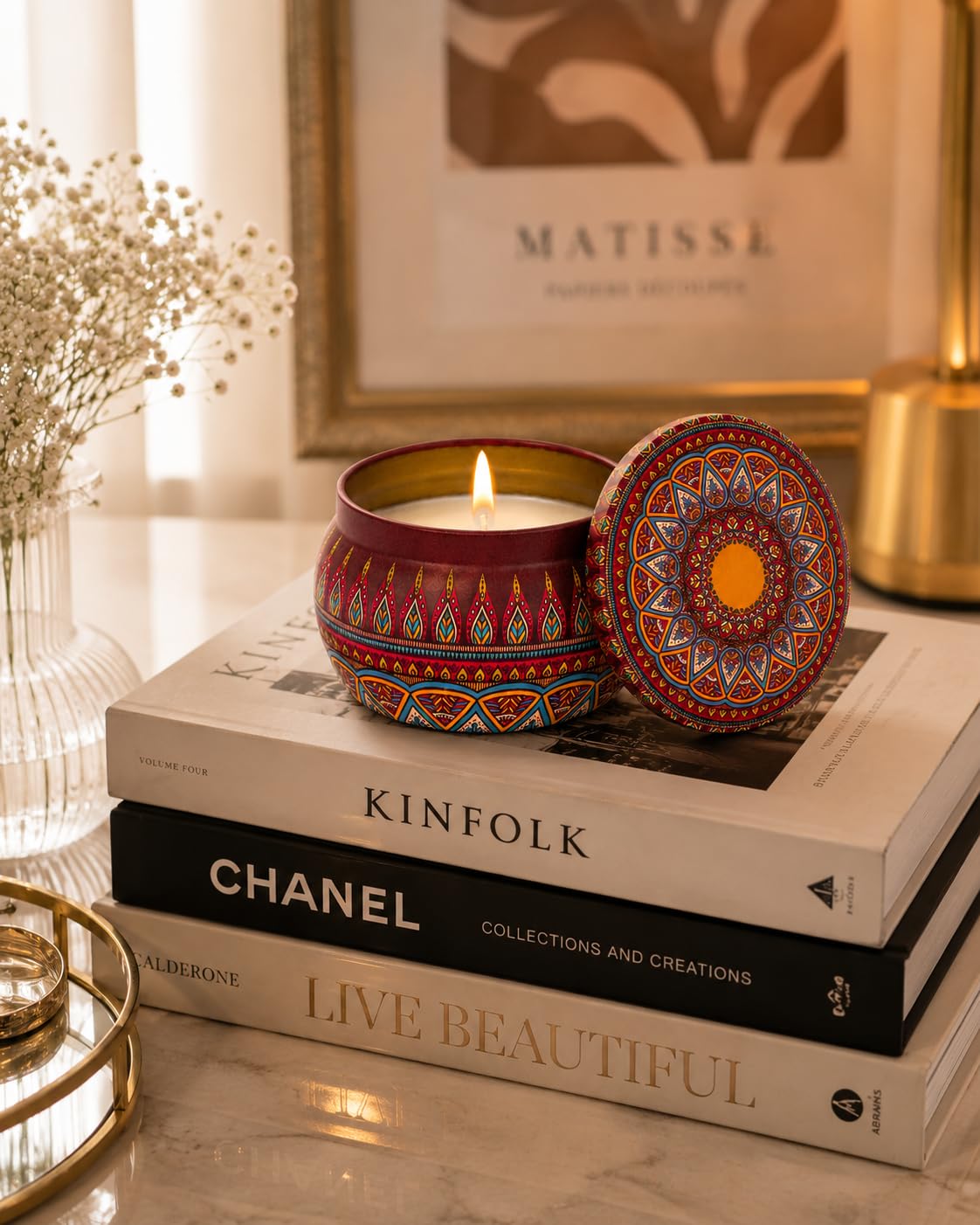 SHUFFLE 1 Pcs Tin Can Round Shape Aroma Scented Soy Wax Candle Perfect for Festive Gifting, Wedding, Home Decor, Surprise Decoration, Birthday, Decorative Candle 4