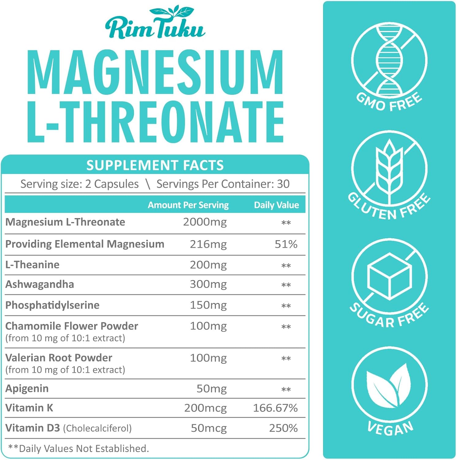 Magnesium L-Threonate 2000mg | 10-in-1 Supplement for Brain Health & Cognitive Support | High-Absorption Magnesium Threonate Capsules, 60 Count - Image 3