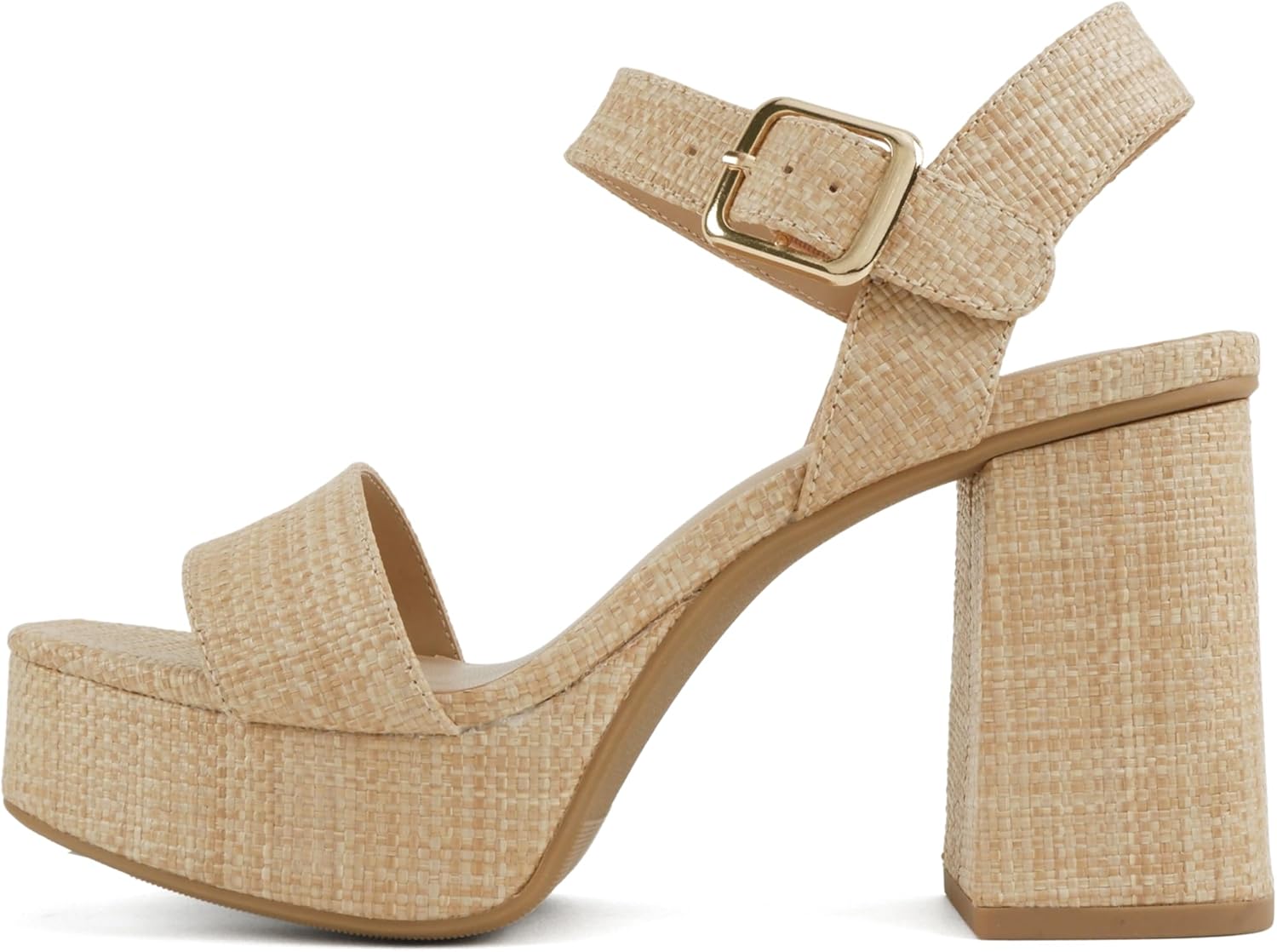 Soda “MACEY” ~ Women Open Square Toe Single Band High Heel Platform Dress Sandal with Adjustable Ankle Strap