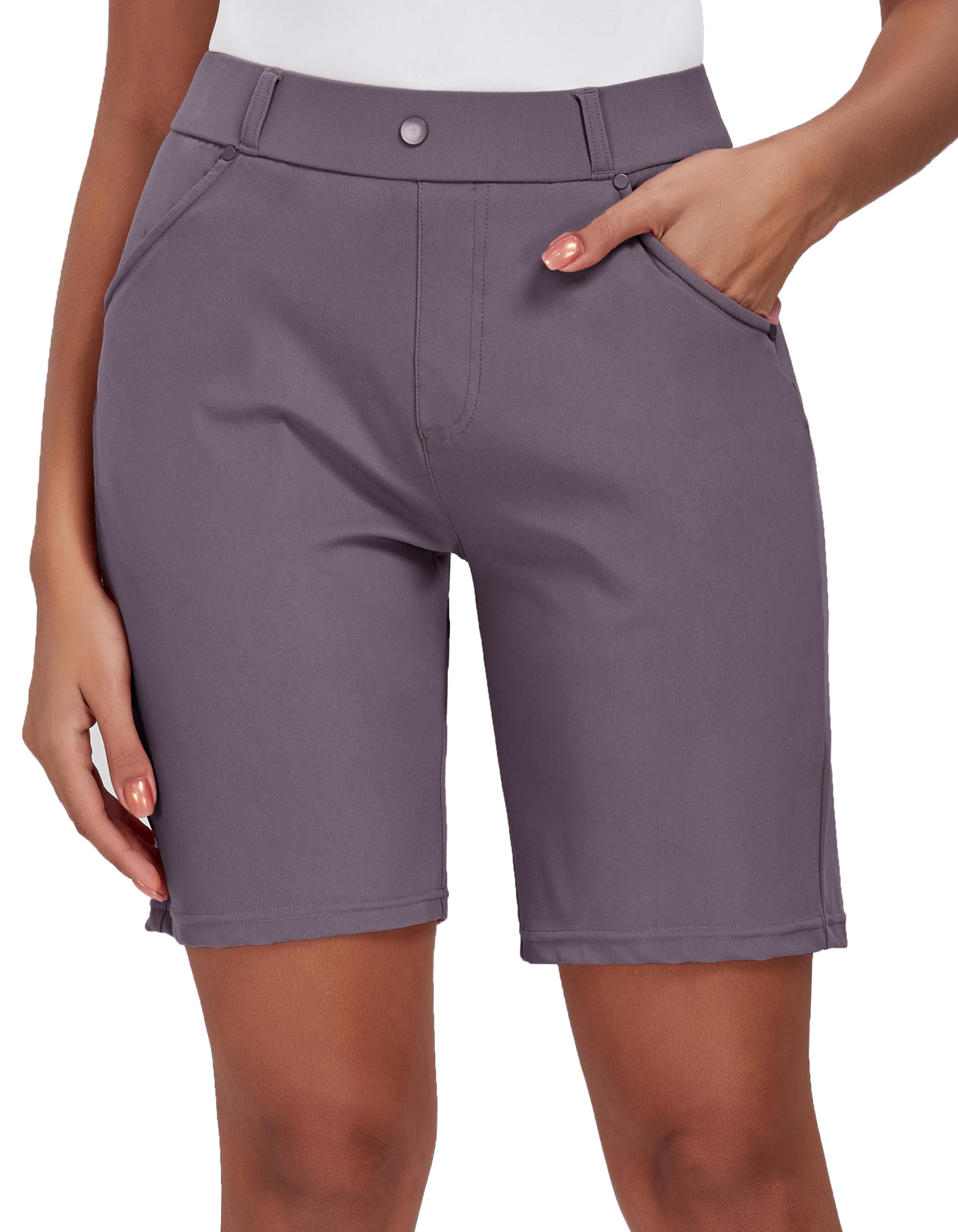Women's Bermuda Shorts Work Casual 8" Stretchy Golf Walking Shorts Knee Length-image-33