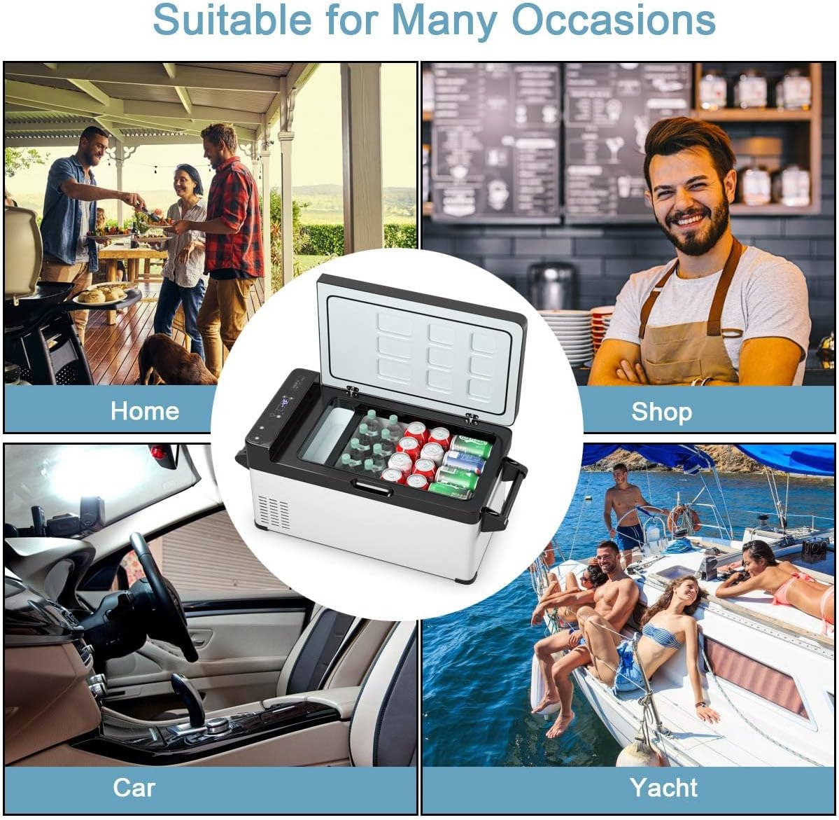 Nightcore 32 Quart (30L) Portable Car Freezer Compact Refrigerator, -13°F to 50°F, Adjustable Temperature Display, DC 12/24V, Electric Fridge Cooler for Car and Home Travel, RV, Truck, Boat, Outdoor Camping