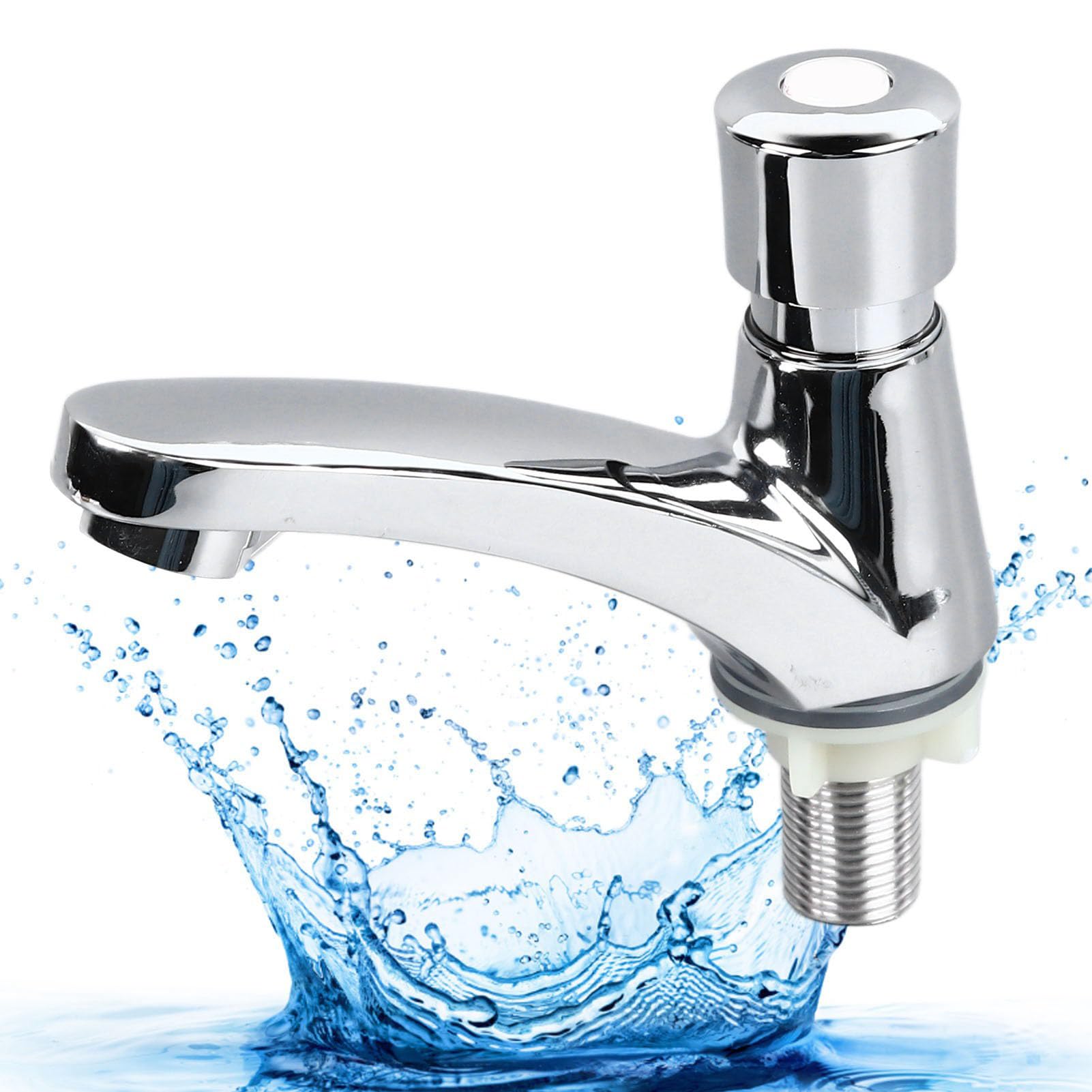 Haofy Robinet à Bouton Poussoir Alliage Cuivre Économie Eau Arrêt Automatique Lavabo Salle Bains Cuisine Hôtel Polyvalent