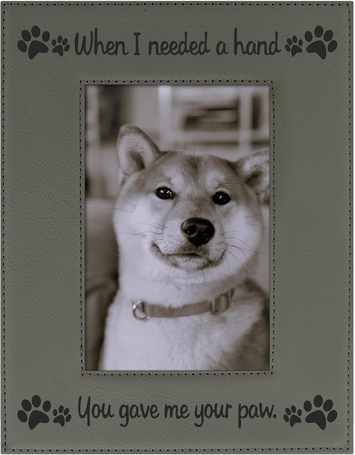 ThisWear Dog Lover Frame When I Need A Hand You Gave Me A Paw 4x6 Leatherette Photo Frame Black