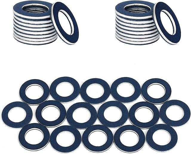AIEX 15PCS 12mm Oil Drain Plug Gasket, Aluminum Drain Plug Gaskets Crush Washers Drain Plug Gasket Oil Drain Plug Washers for Toyota/Lexus Scion (Blue)