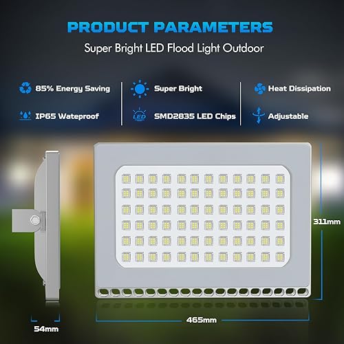 Miniatura 6 de Viugreum Luz de inundación LED de 500 W, nuevo diseño delgado, reflectores impermeables IP67, luz blanca diurna de 40000 lm (6000-6500 K), luces de