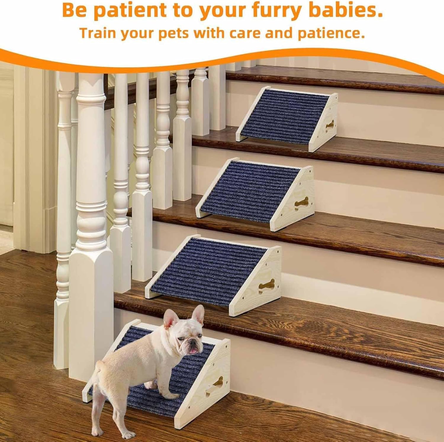 Pet Dogs Ramp – Wooden 26 Degree Non-Slip Portable Ramp, High Bed Climbing Stairs | Safe Indoor Ramps for Couch Sofa Staircase Steps Small Medium Dogs Home Furniture Use