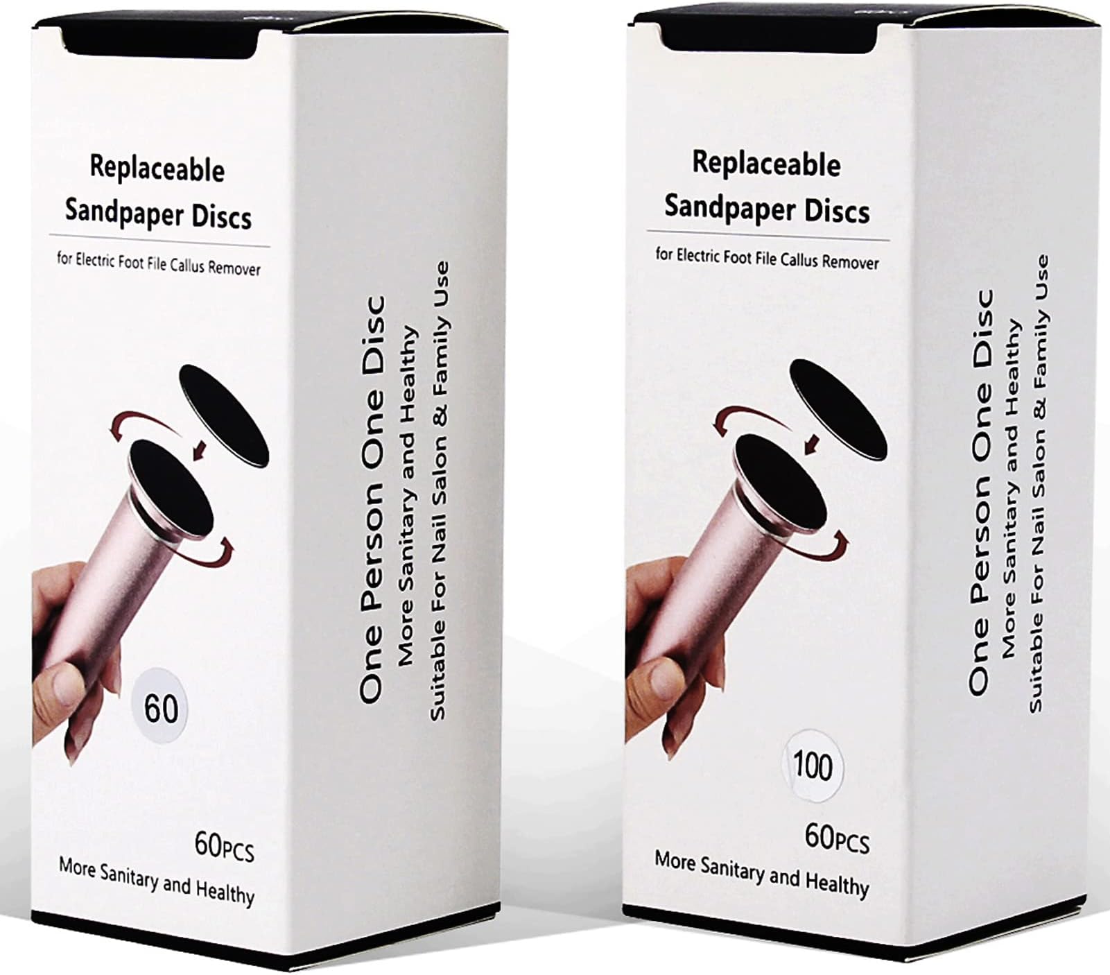 I·B·N G 120pcs Replaceable Sandpaper Refill Discs for Electric Foot File Callus Remover Dead Skin Removal (60pcs Rough 60 Grit, 60pcs Smooth 100 Grit)