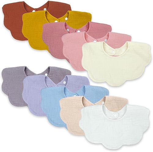 Baberos de muselina para bebé niña niño para babeo y dentición, paquete de 10