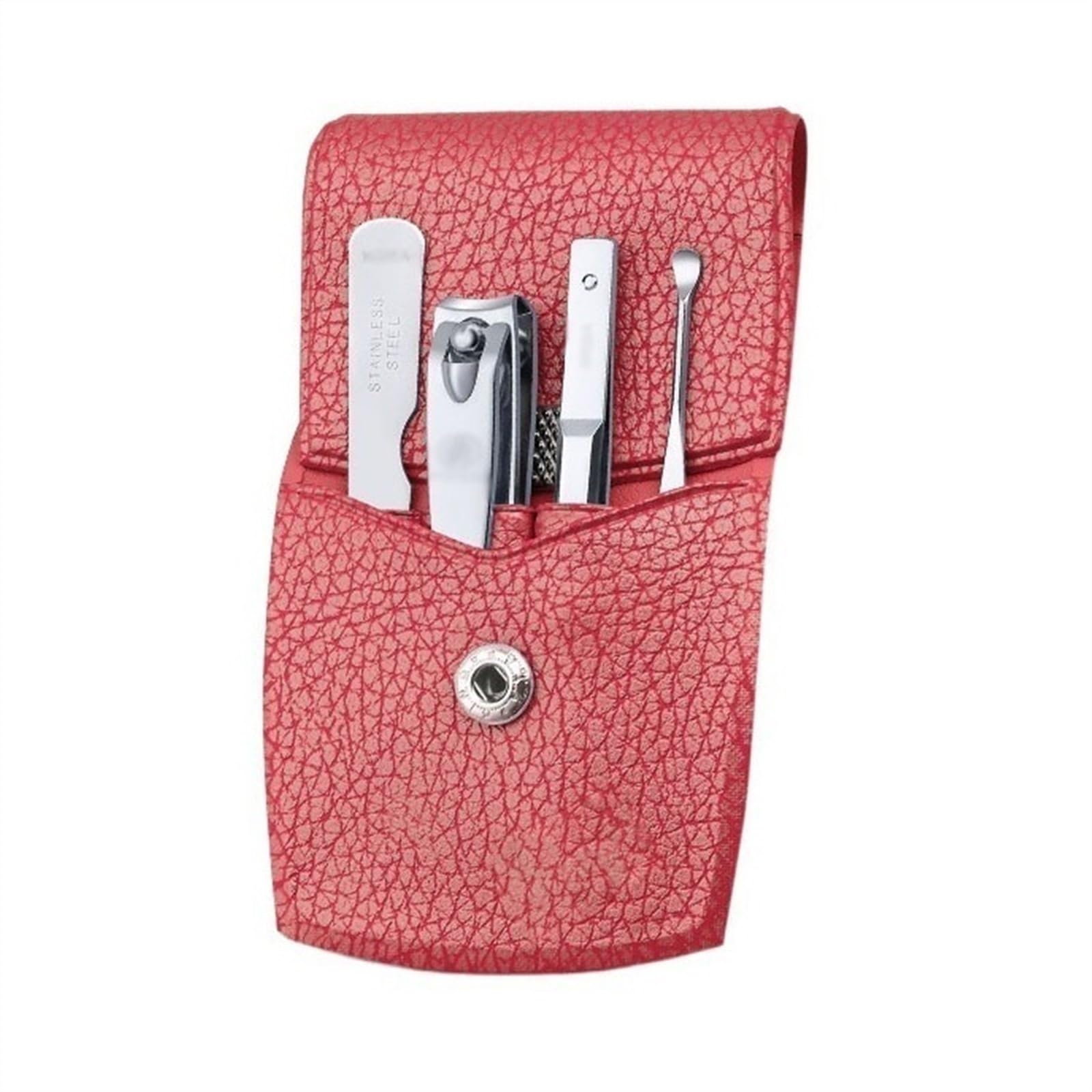 Juego de cortauñas para Hombre y Mujer, cortauñas de Acero Inoxidable para Viajes, Herramientas de Cuidado Personal para manicura, 4 Piezas con Estuche de Cuero portátil