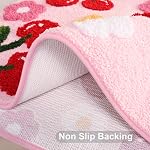 Anybar Rugs de salle de bains rose Mignon cerise tapis de bain cooful accessoires de salle, Funny Flower Rug Non Slip Floor Mat, Machine lavable Rug de bain doux microfibre tapis pour la douche, Tub (18x26 de pouce)