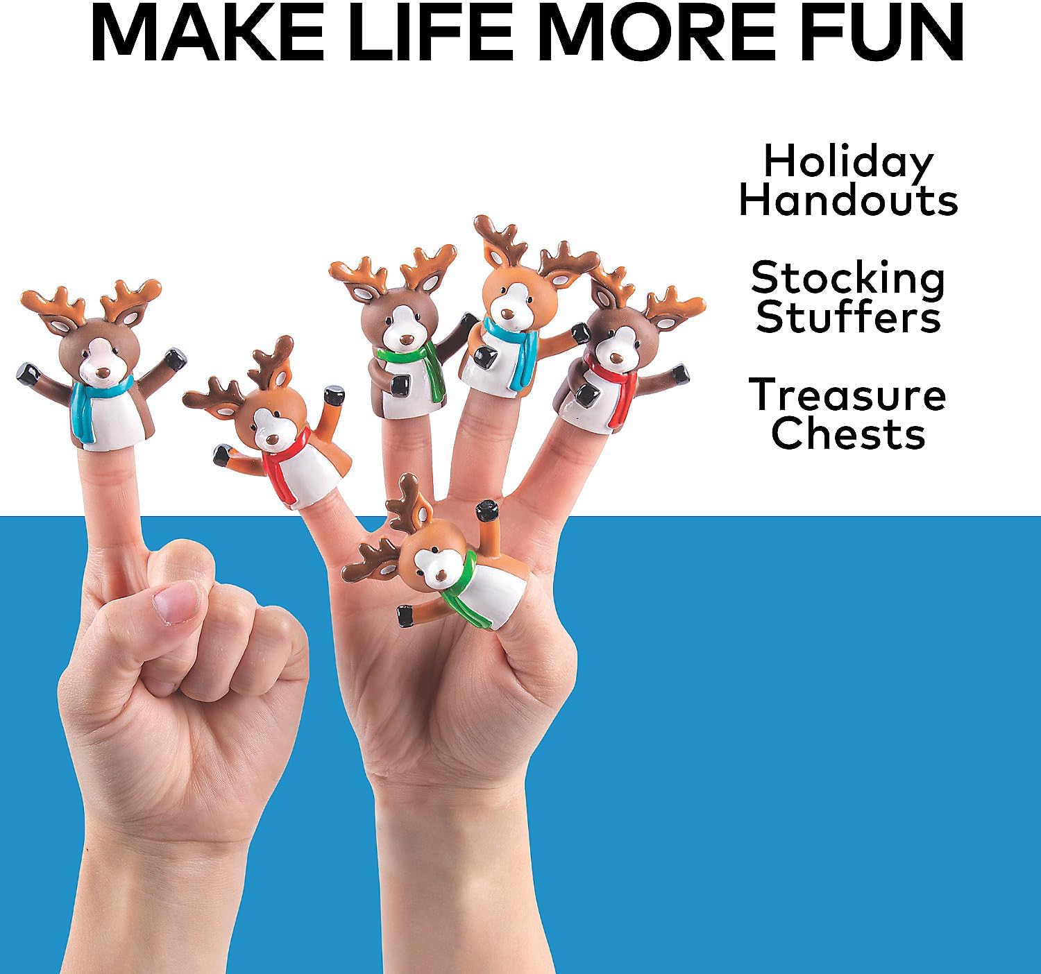 Reindeer Finger Puppets (Set of 24) Christmas Toys