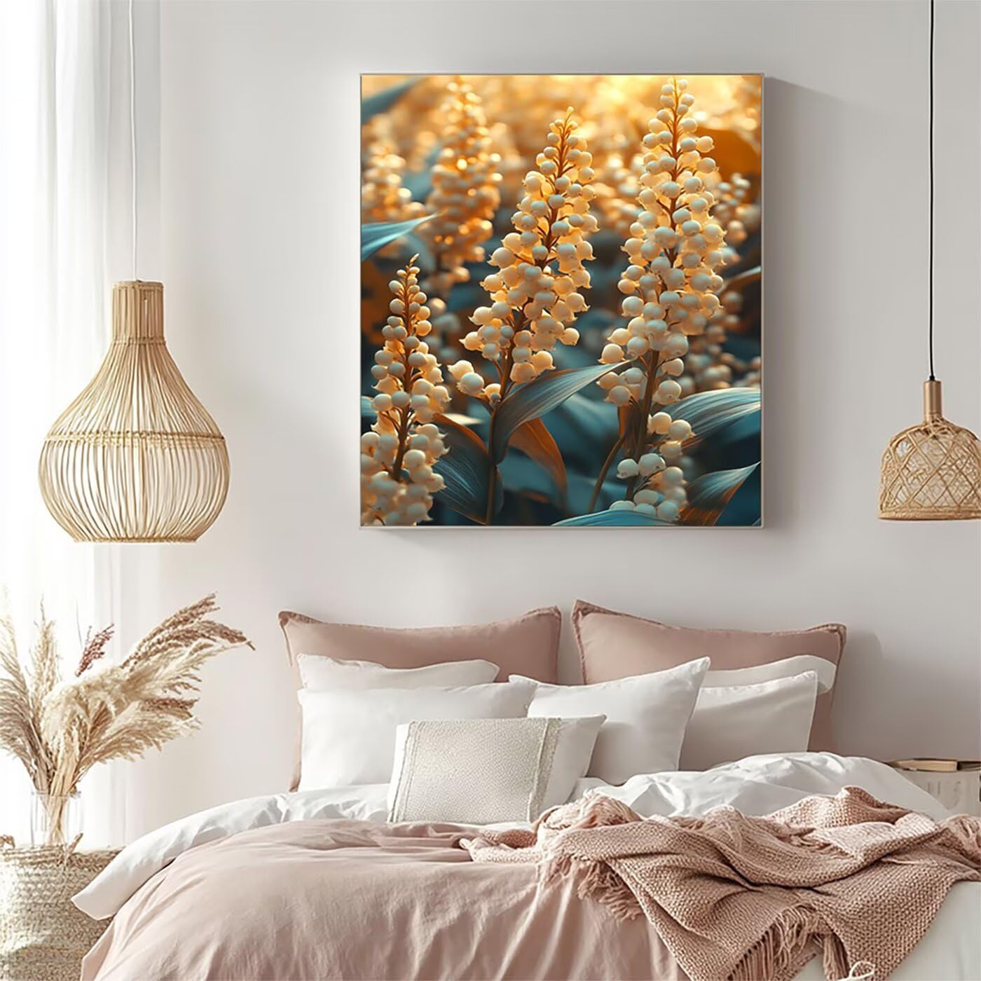 Malowanie po numerach dla dorosłych i dzieci, kwiat, malowanie po numerach dla dorosłych farbą akrylową i pędzlami, kolorowe płótno do malowania, 100 x 137 cm, materiały plastyczne do dekoracji pokoju