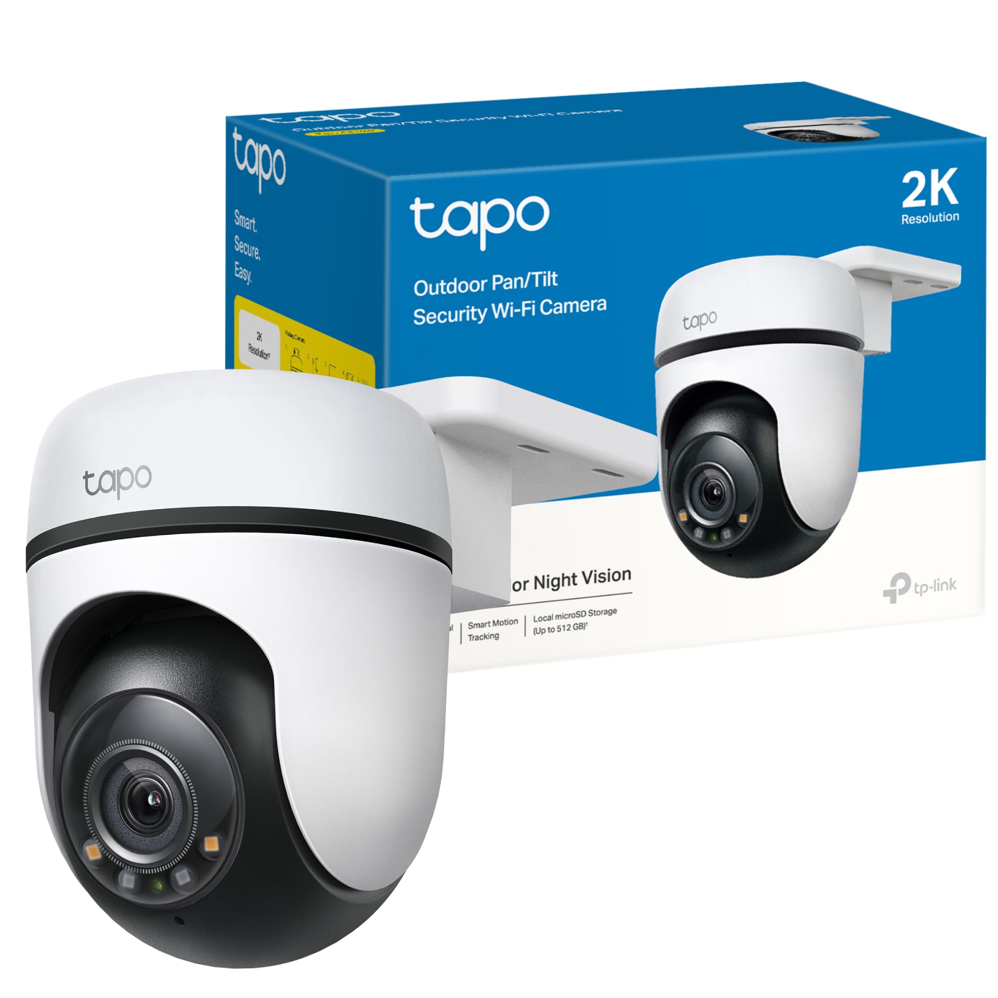 Tapo C51A - Cámara de vigilancia Wi-Fi para Exteriores 360°, visión Nocturna a Todo Color 2k (3 MP), detección Personas con IA Seguimiento Movimiento Inteligente IP65