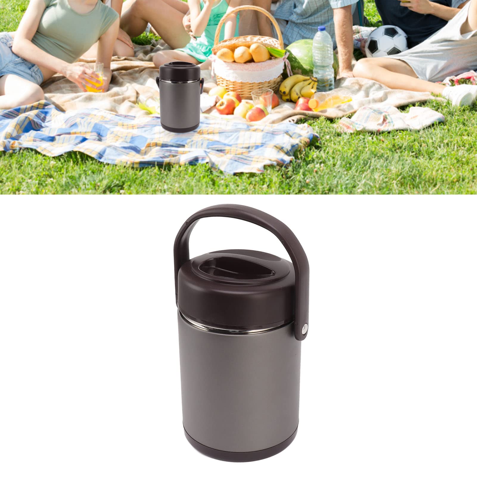 Ausla Termo para Alimentos Al Vacío de 2 Litros, Acero Inoxidable 304, Aislamiento Multicapa, Mantiene las Comidas Calientes Durante Horas, Ideal para el Trabajo y Al Aire Libre
