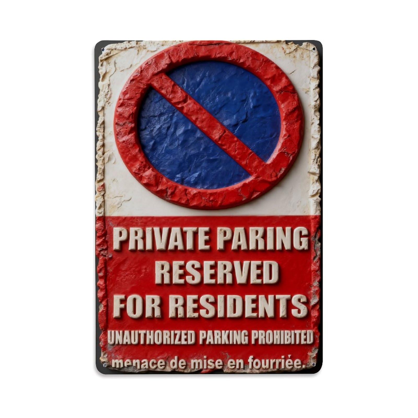 Private Parking Reserved for Residents Vintage Metal Tin Sign Retro Wall Decor, Bar Garage Cafe Kitchen Home Wall Art Poster Decoration 8x12inches
