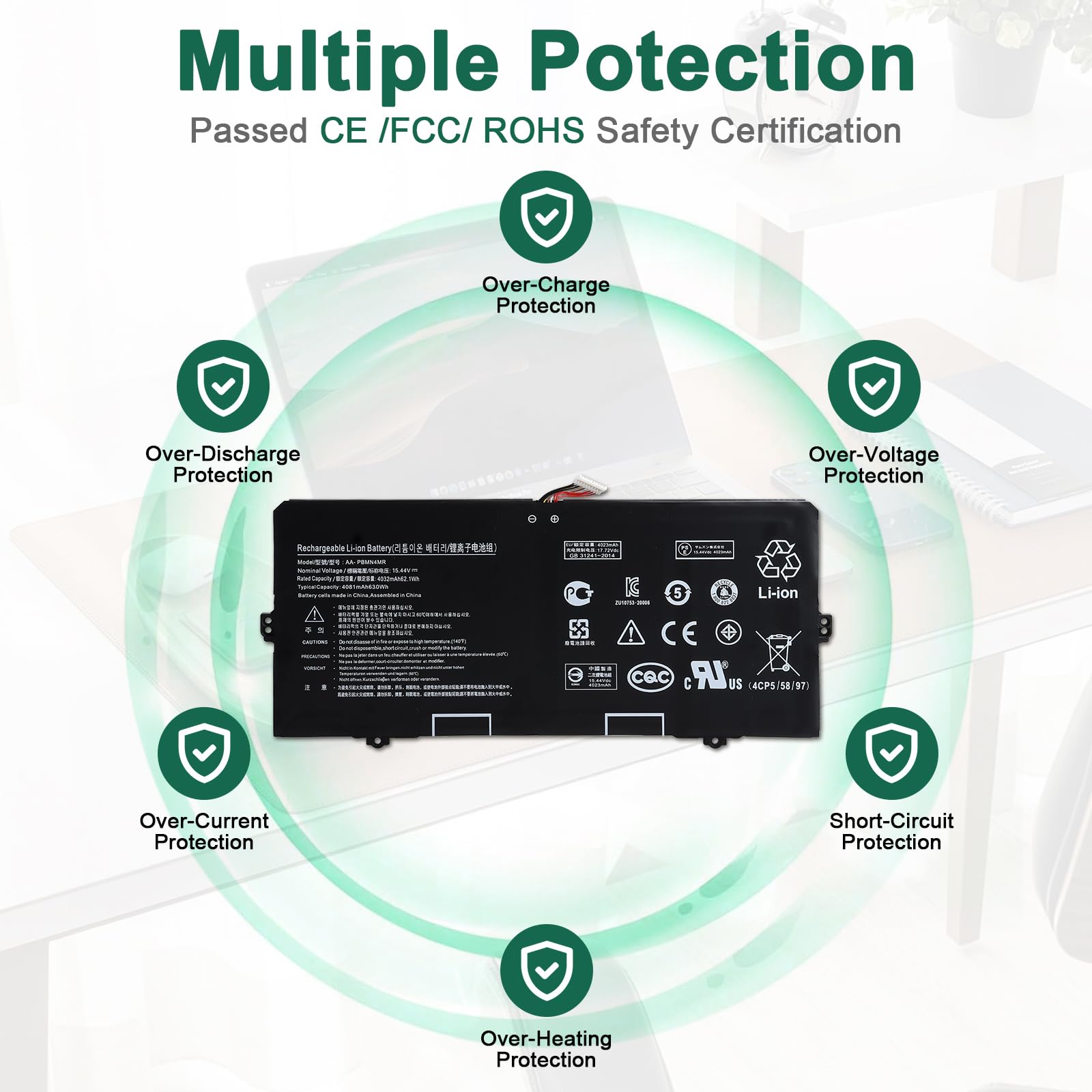 15.44V 62.1Wh AA-PBMN4MR Batería Compatible con Samsung Galaxy Book Pro 360 13 NP930XDB NP935XDB, Book2 Pro 13 NP930XED, Book3 Pro 14 NP940XFG Series