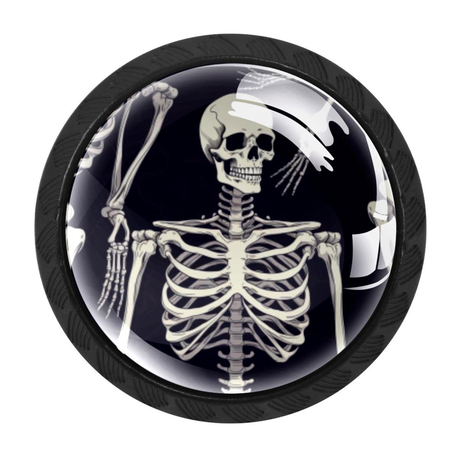 CHENZZZZ 4 Pieces Skeleton Kitchen Cabinet Knobs Drawer Knobs Dresser Knobs Black Knobs Drawer Pulls Dresser Drawer Handles Knobs for Dresser Drawers