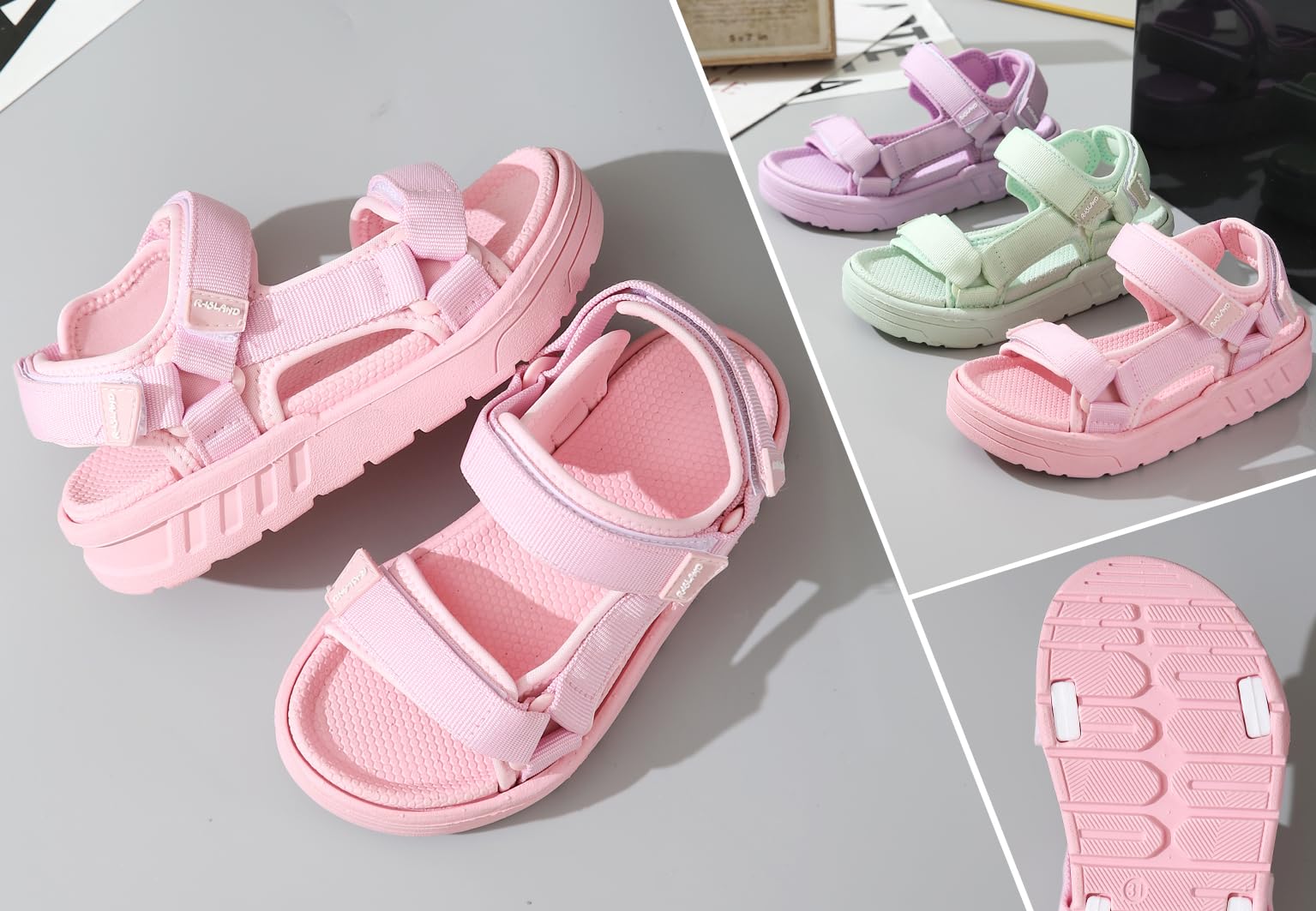 R-ISLAND Sandali sportivi per bambini,Unisex,Impermeabile e confortevole,Punta scoperta,Sandali estivi,Sport,trekking.
