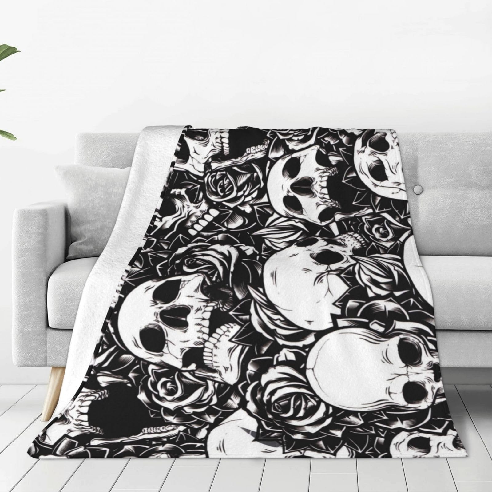 Couverture en flanelle toutes saisons plaid plaid motif tête de mort