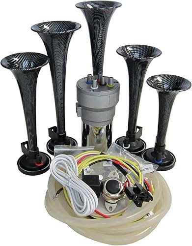 Miniatura 2 de Dixie - Bocina de aire Dixieland Premium versión completa de 12 notas, aspecto de fibra de carbono con kit de alambre de instalación, botón y