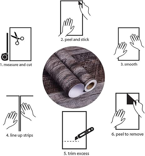 Miniatura 7 de WENMER Papel tapiz autoadhesivo de madera gris de 17.71 x 236 pulgadas, papel tapiz autoadhesivo de tablones de madera para encimera, gabinete,