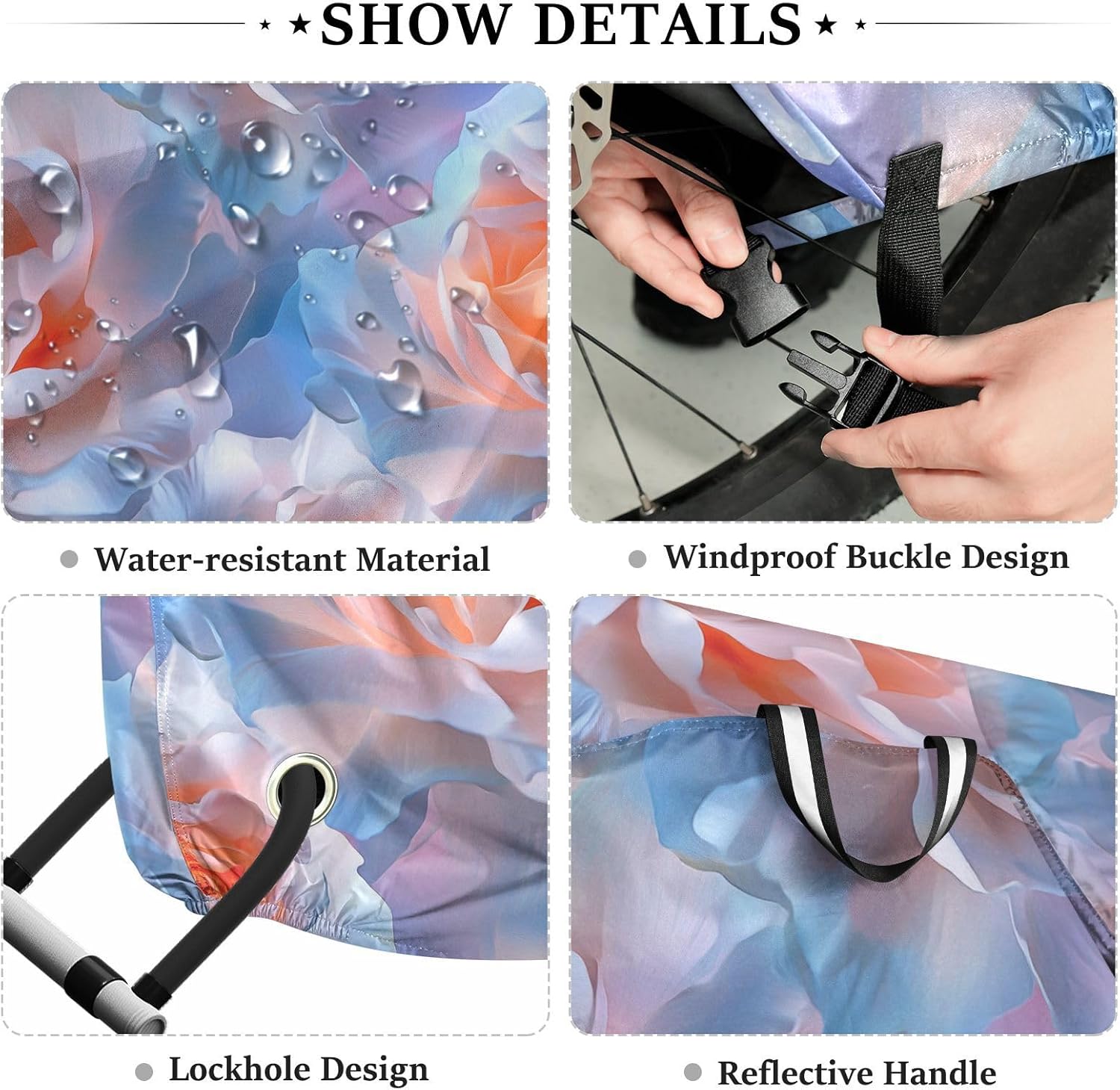 ALAZA Dreamy Rose Flowers Abstract Bike Cover Waterproof Outdoor Ebike Bicycle Covers Tarp Protection for 1/2 Bikes, Sun UV Dust Wind Proof