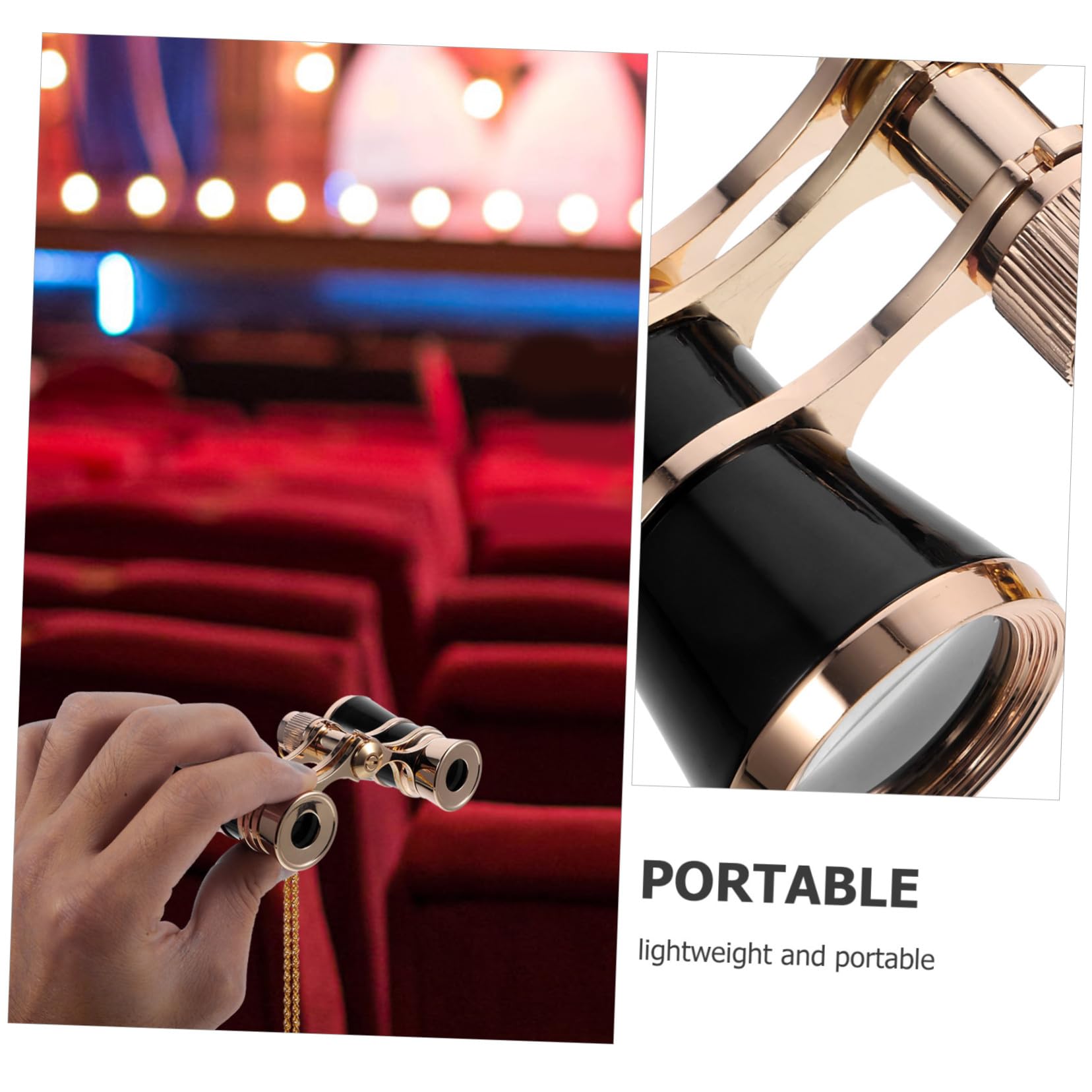 HOMSFOU Binocolo Mini Portatile con Catena in Ferro Nero per Attività Outdoor e Montagna, Design Elegante e Leggero per Concerti e Teatro