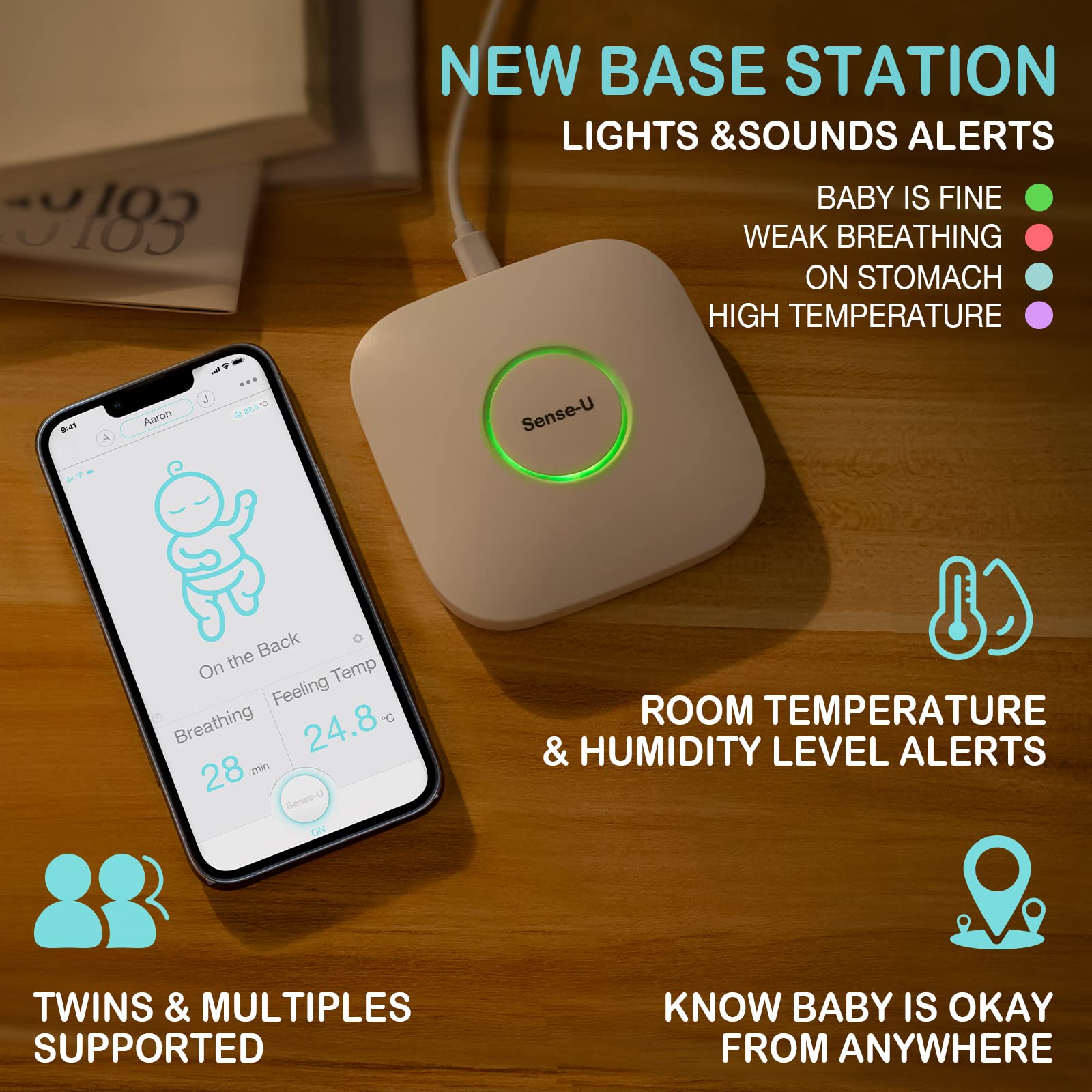 Sense-U Basisstation (2,4 GHz) – kompatibel mit den Sense-U Babymonitoren und lässt Sie die Daten Ihres Babys von überall aus sehen (Babyphone nicht im Lieferumfang enthalten)