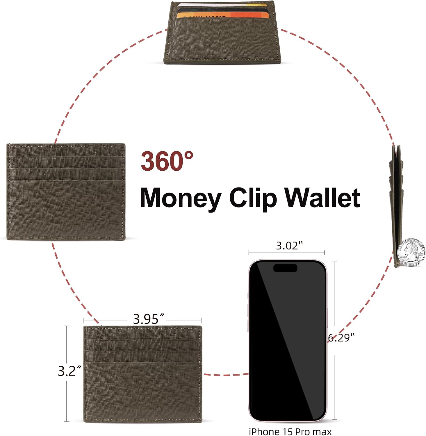 yiijay Credit Card Holder Slim Wallet Money Clip RFID Blocking Credit Card Case Thin Front Pocket Small Wallets for Women Men
